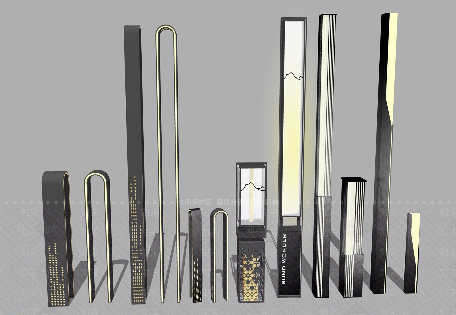 现代景观灯SU模型下载【ID:1198063705】