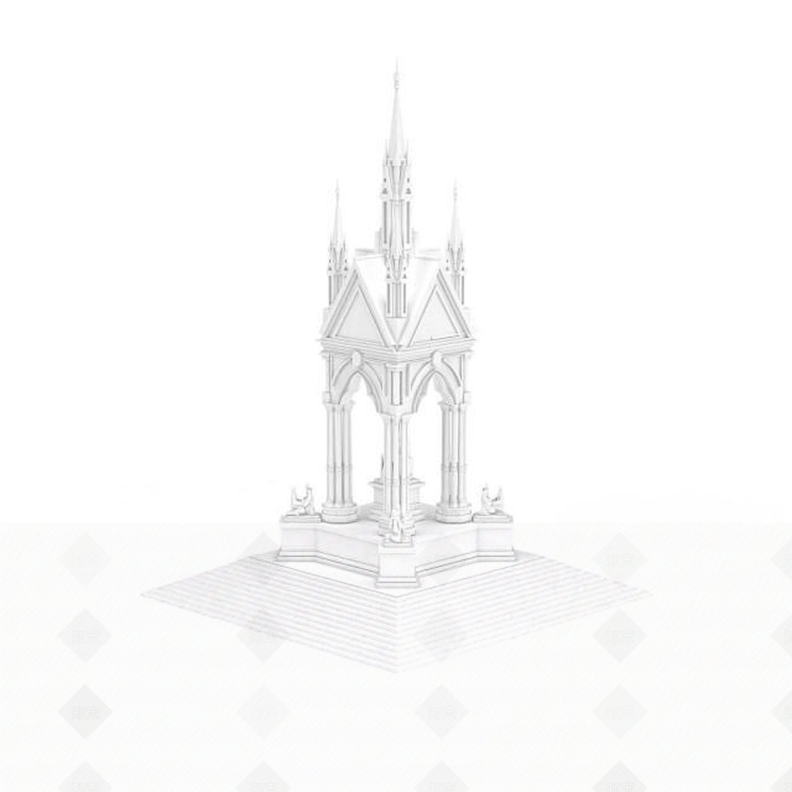 现代古建筑3D模型下载【ID:1198065941】