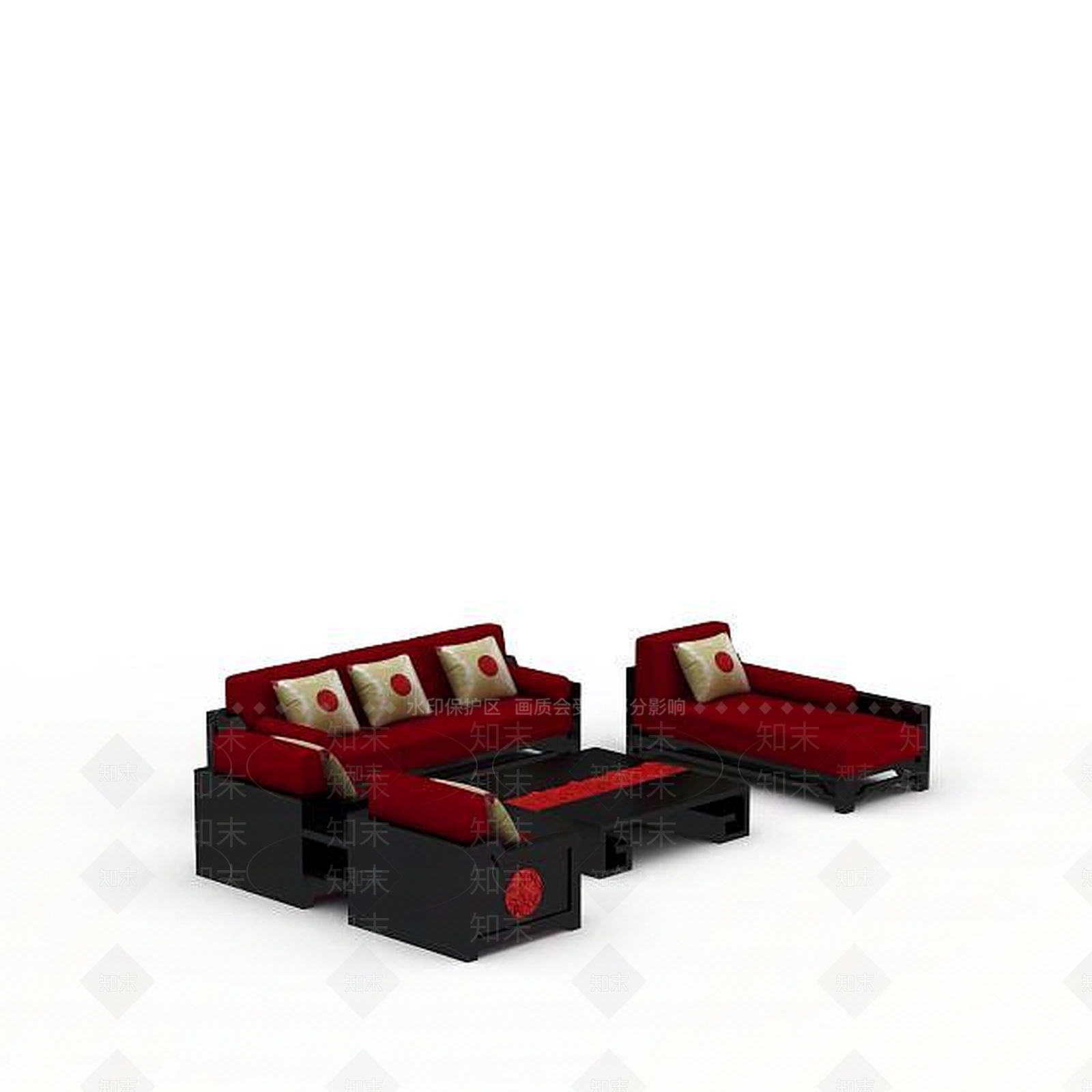 中式风格沙发3D模型下载【ID:1198066240】