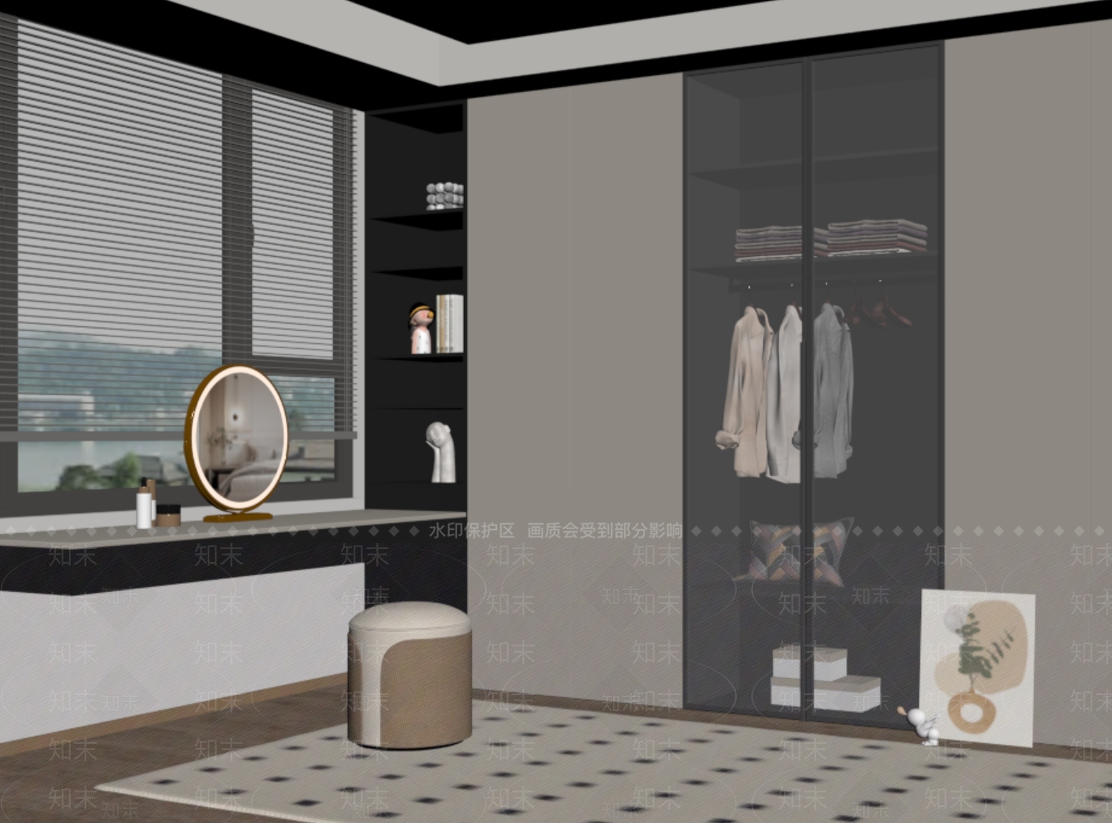 现代衣柜SU模型下载【ID:1198066437】