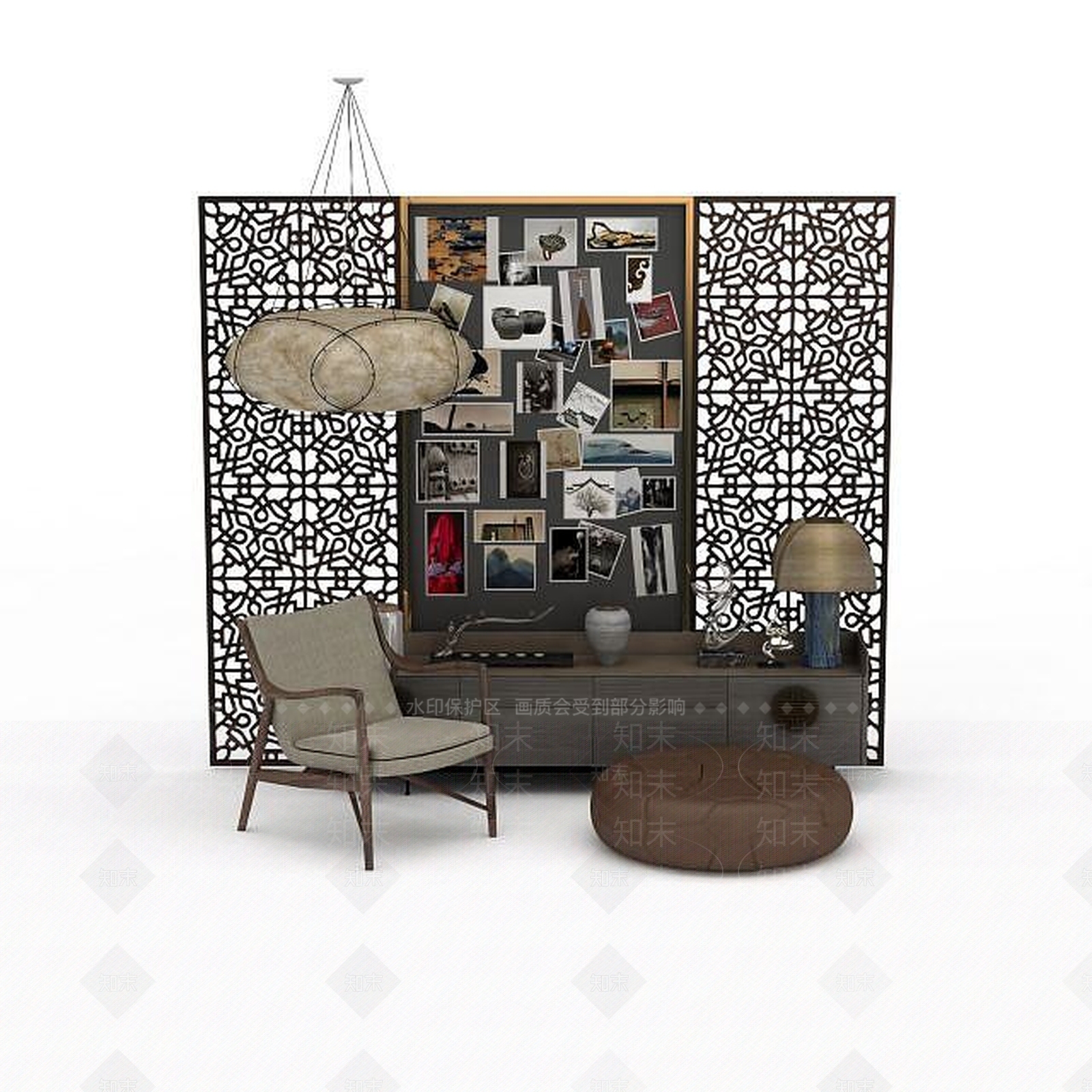 现代客厅时尚家具3D模型下载【ID:1198066849】