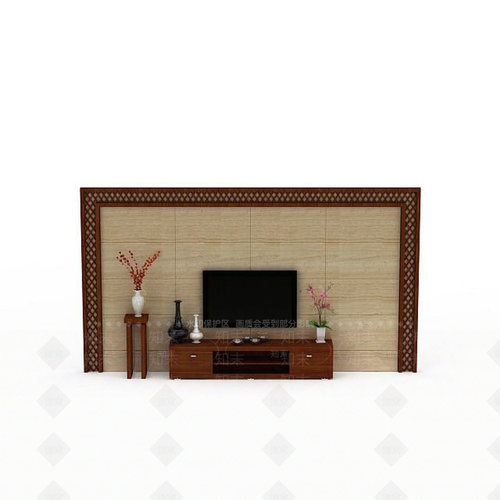 现代客厅电视背景墙3D模型下载【ID:1198068223】