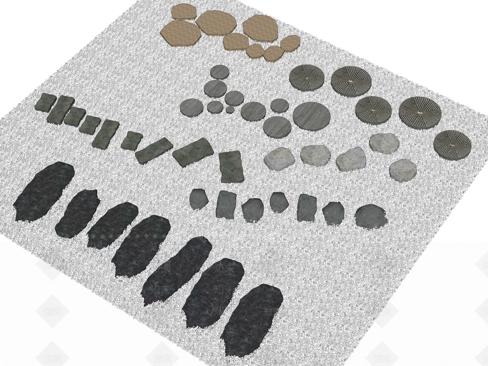 新中式日式园路SU模型下载【ID:1198068656】
