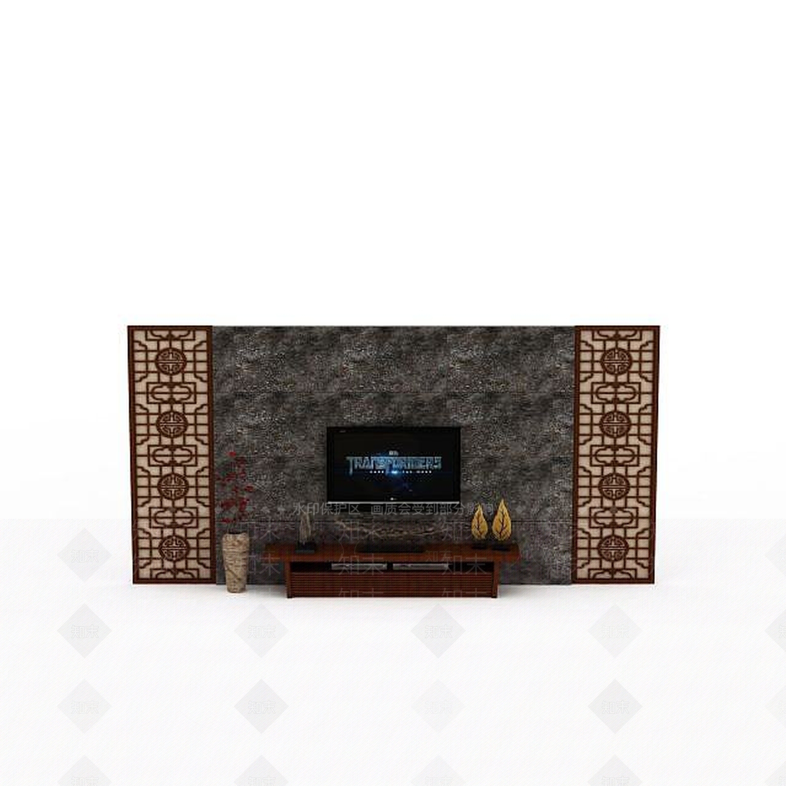 现代客厅电视背景墙3D模型下载【ID:1198068444】