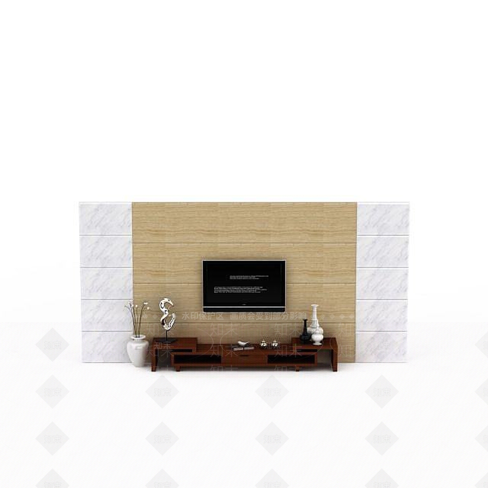 现代客厅简约电视背景墙3D模型下载【ID:1198068621】