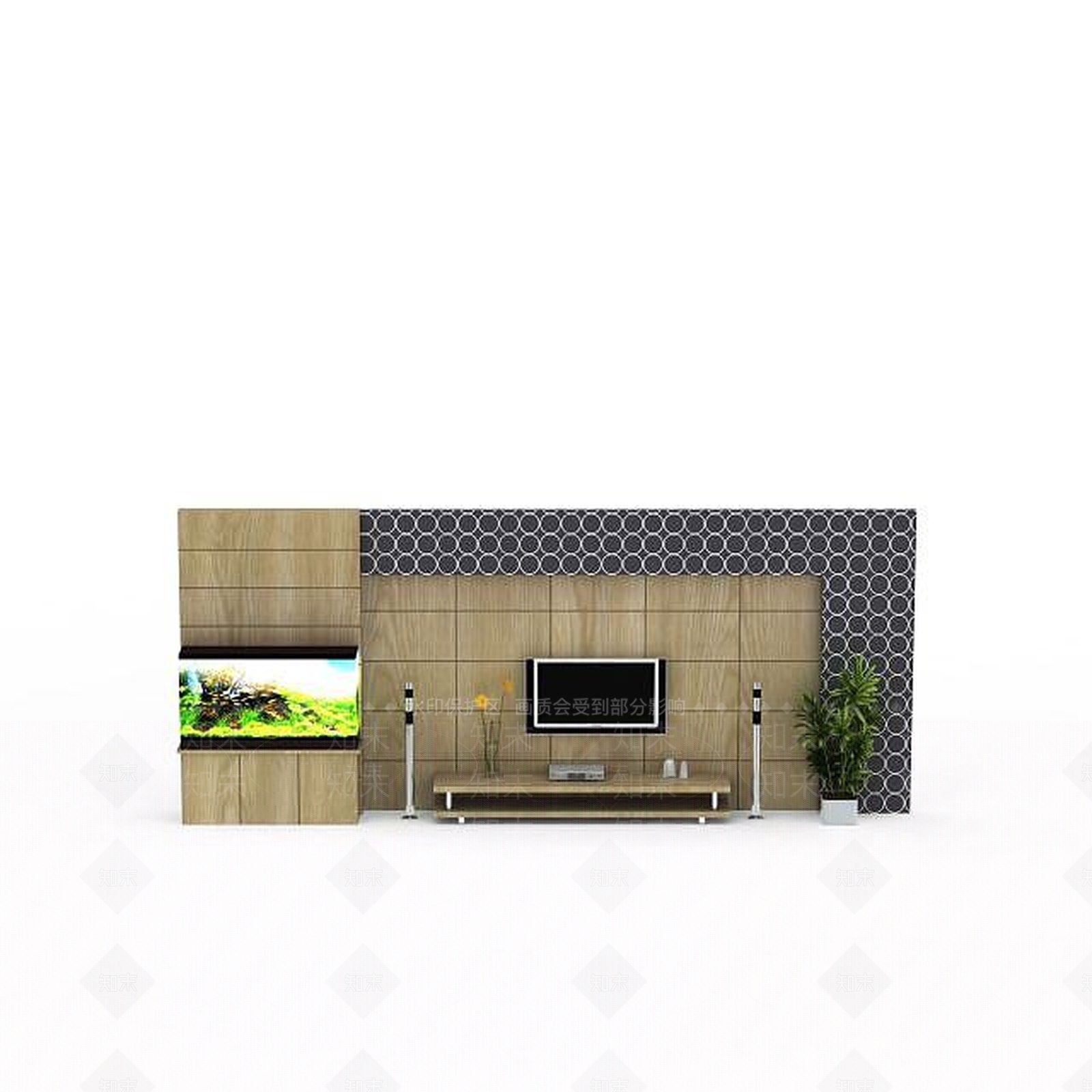 现代客厅电视背景墙3D模型下载【ID:1198068647】