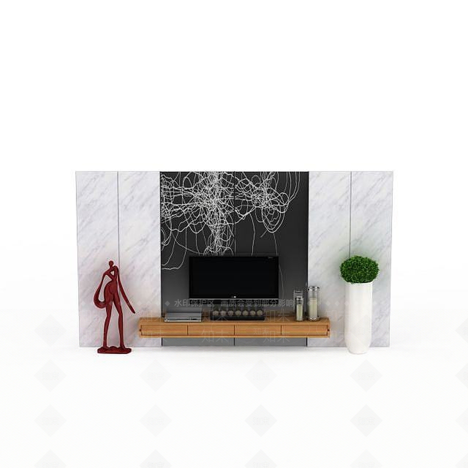 现代客厅电视背景墙3D模型下载【ID:1198068807】