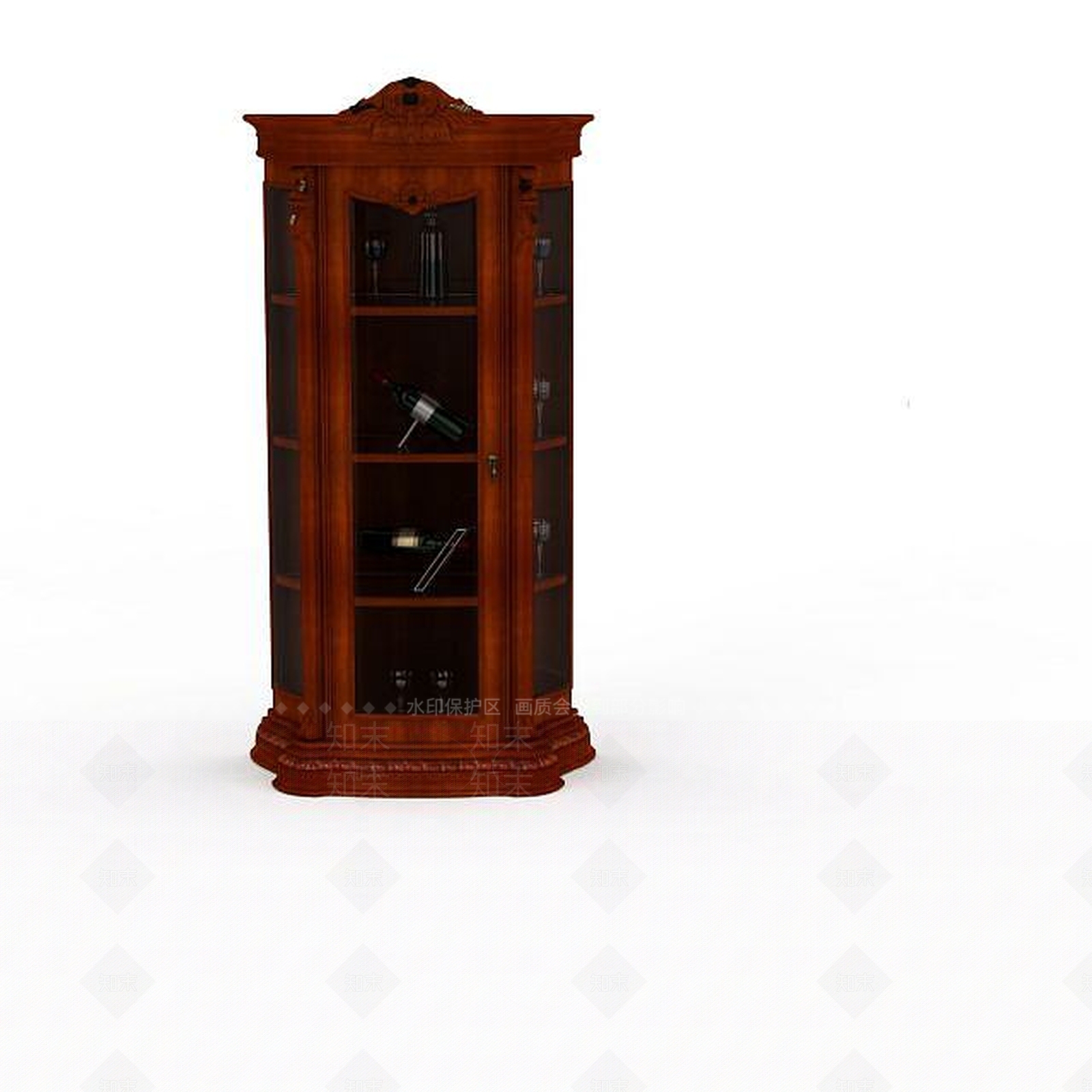 现代精品实木玻璃窗酒柜3D模型下载【ID:1198070167】