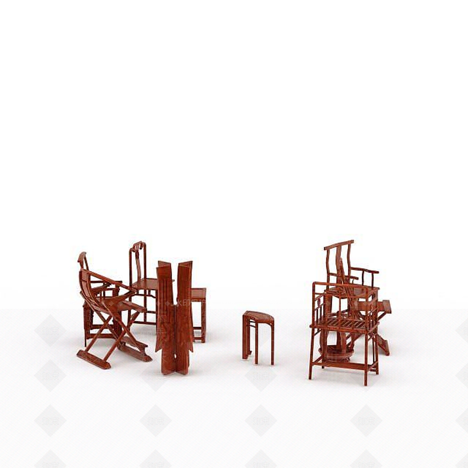 中式风格椅子3D模型下载【ID:1198070644】