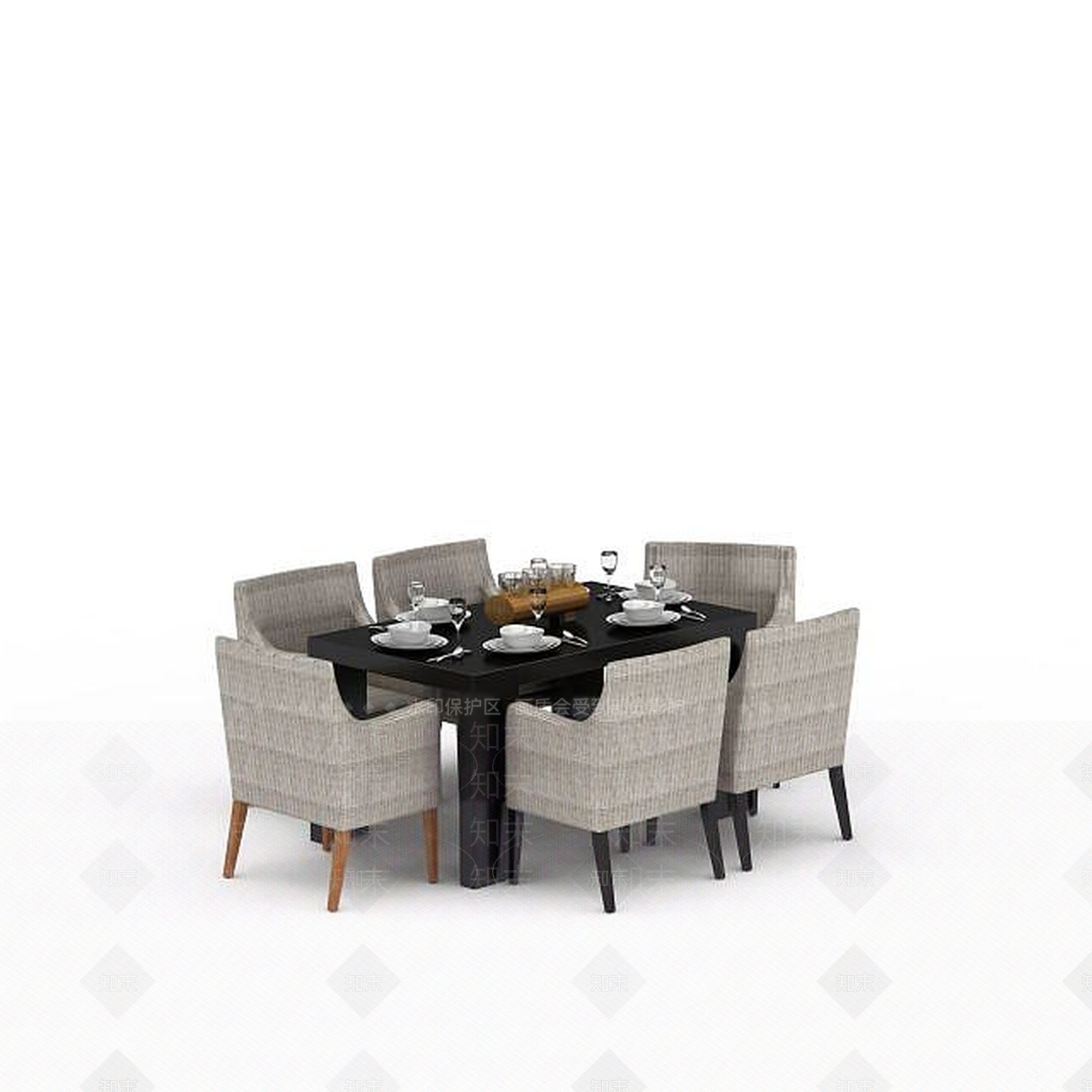 现代桌椅组合3D模型下载【ID:1198070725】