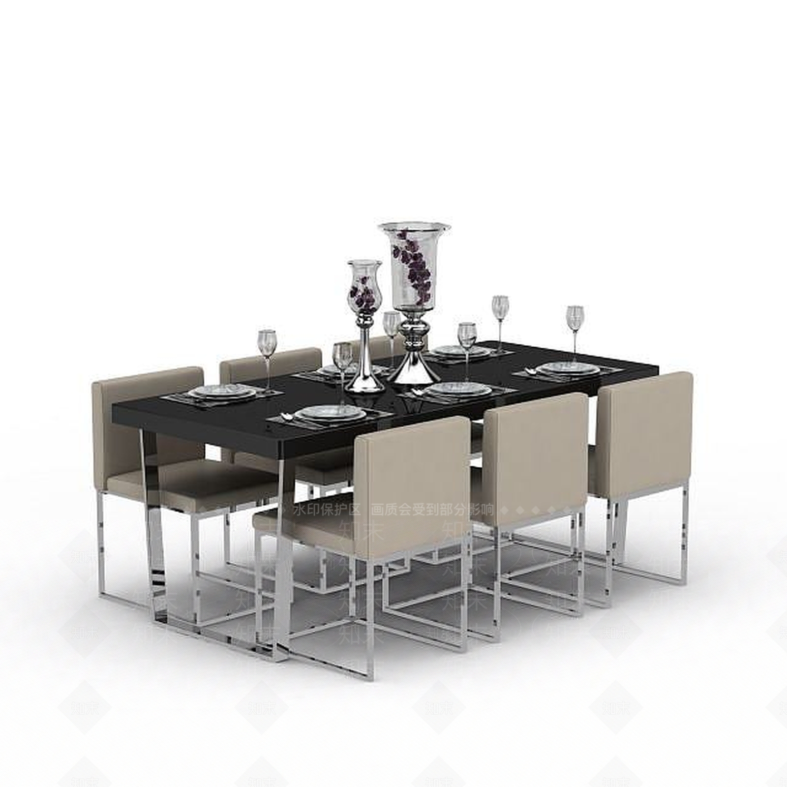 现代桌椅组合3D模型下载【ID:1198070985】