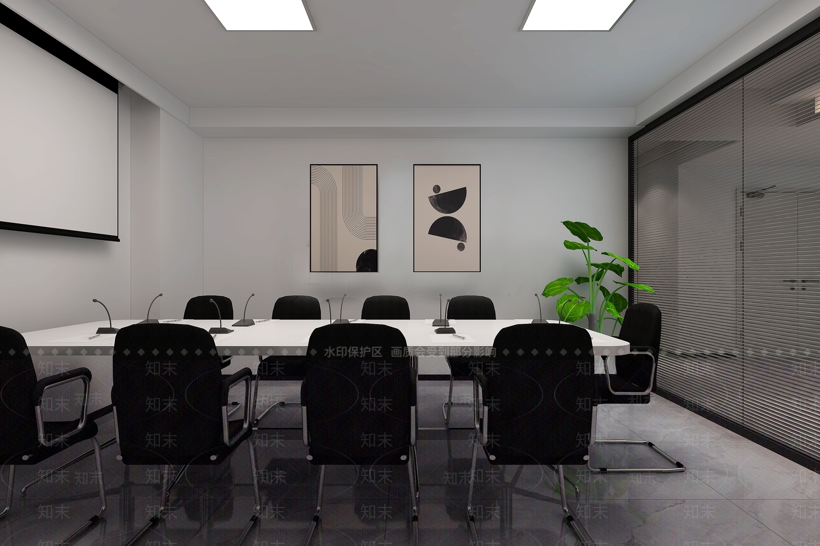 现代简约会议室3D模型下载【ID:1198073569】