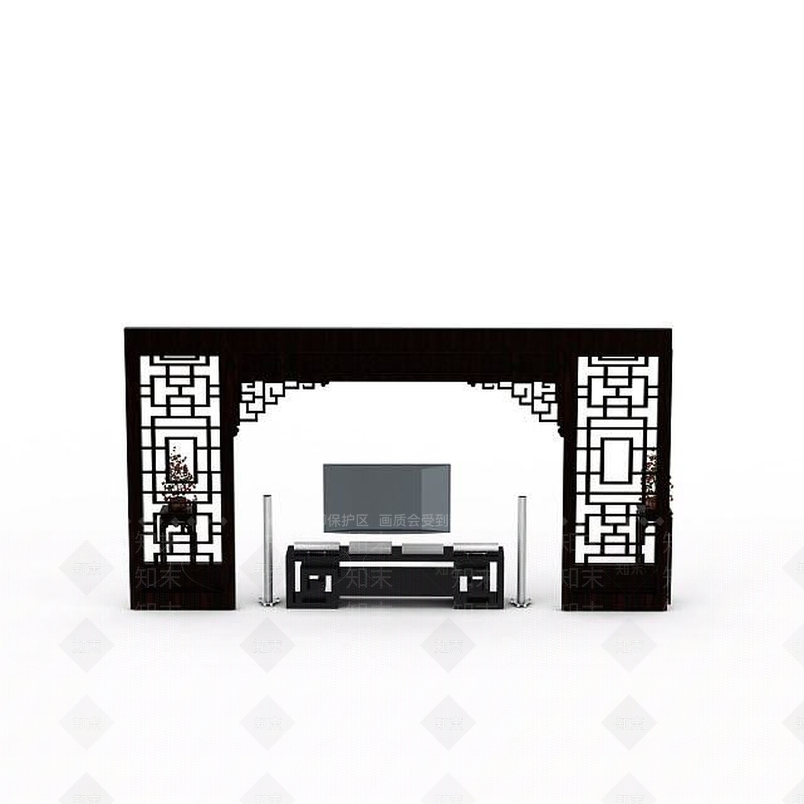 中式风格电视背景墙3D模型下载【ID:1198072282】