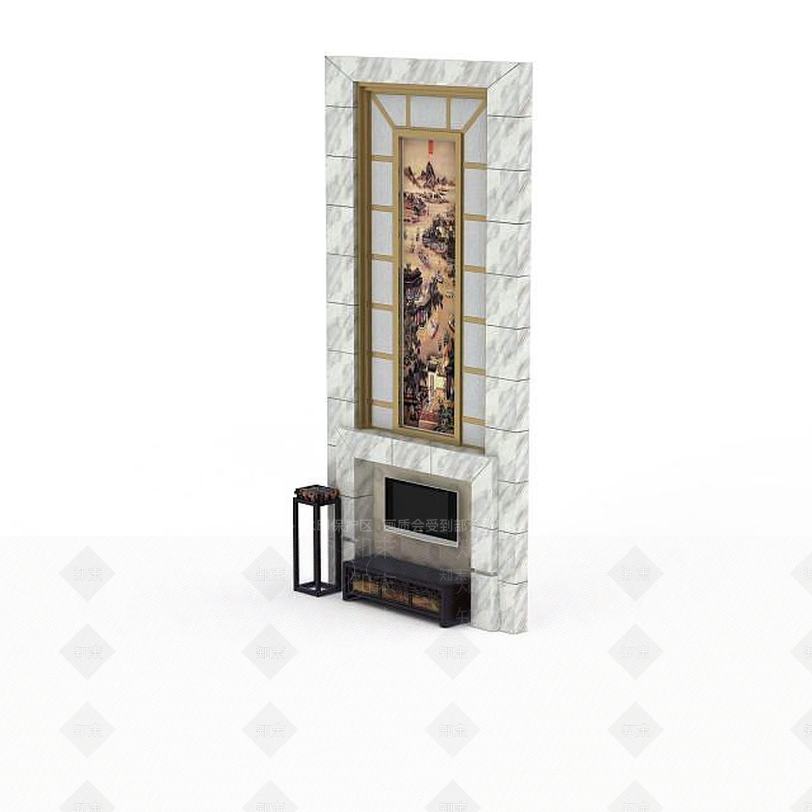 现代客厅电视背景墙3D模型下载【ID:1198072322】