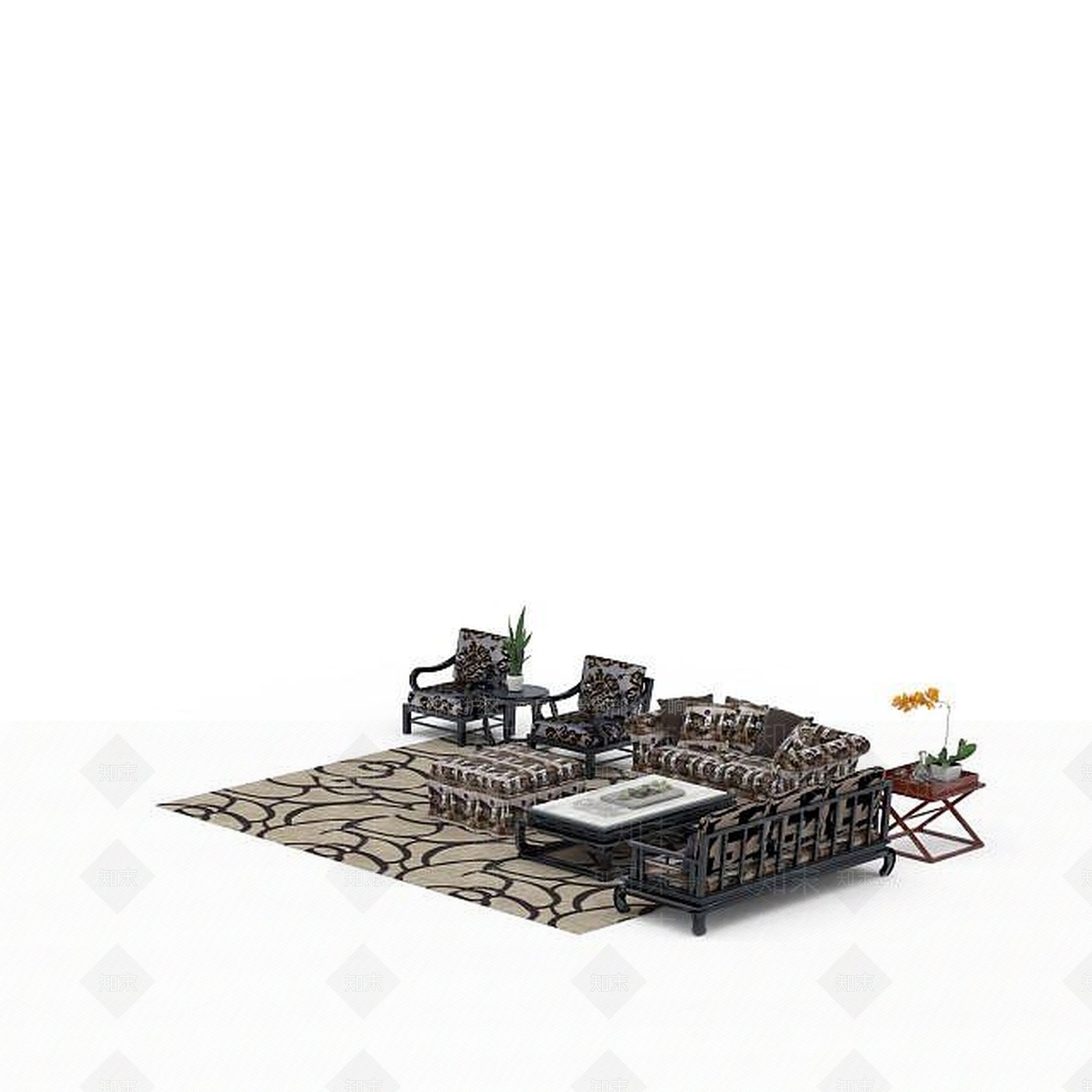 中式沙发组合3D模型下载【ID:1198073443】