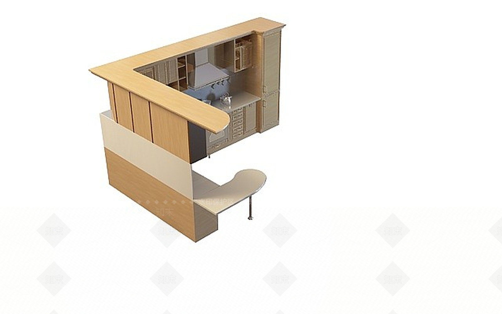 现代橱柜　3D模型下载【ID:1198073720】