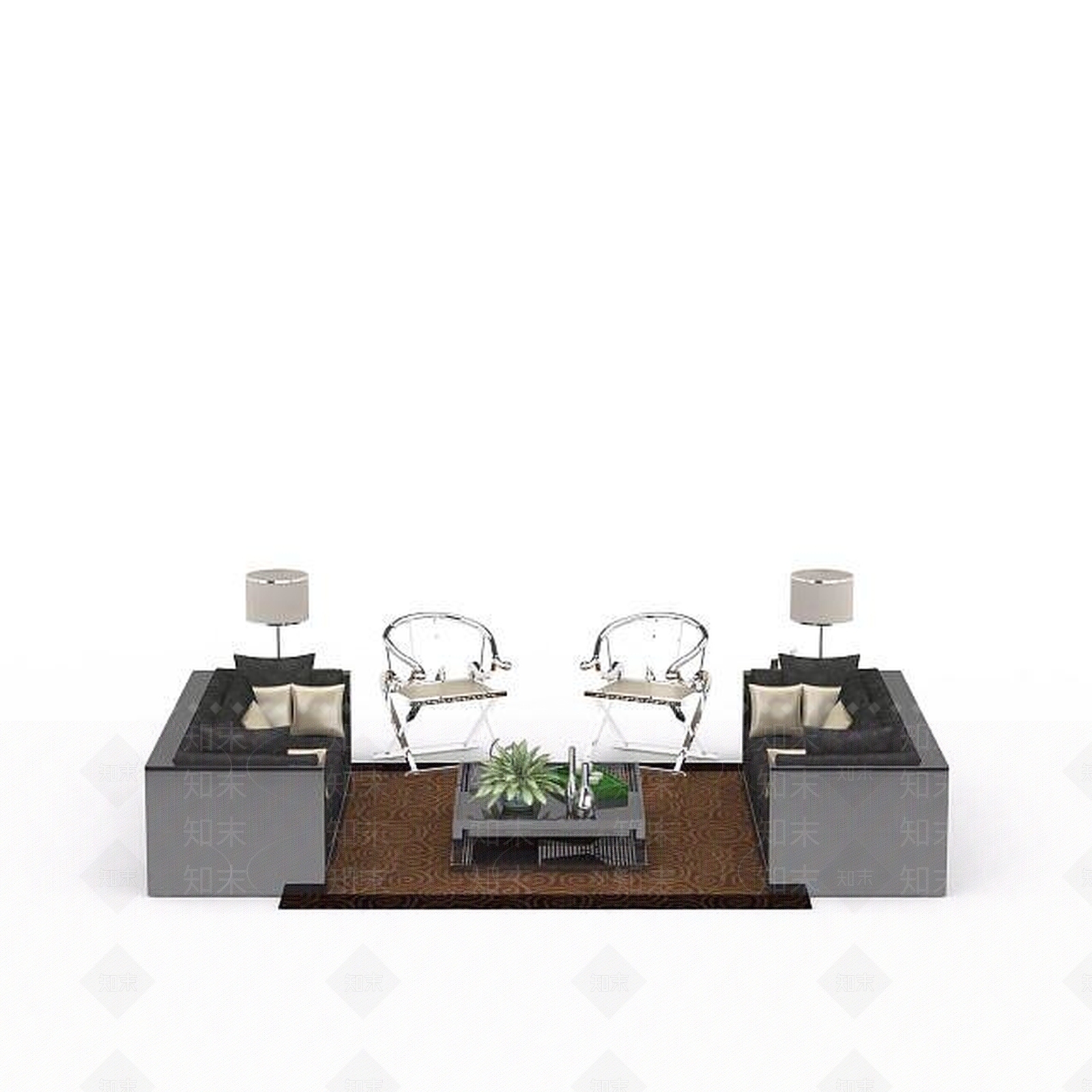 现代客厅休闲沙发3D模型下载【ID:1198073811】