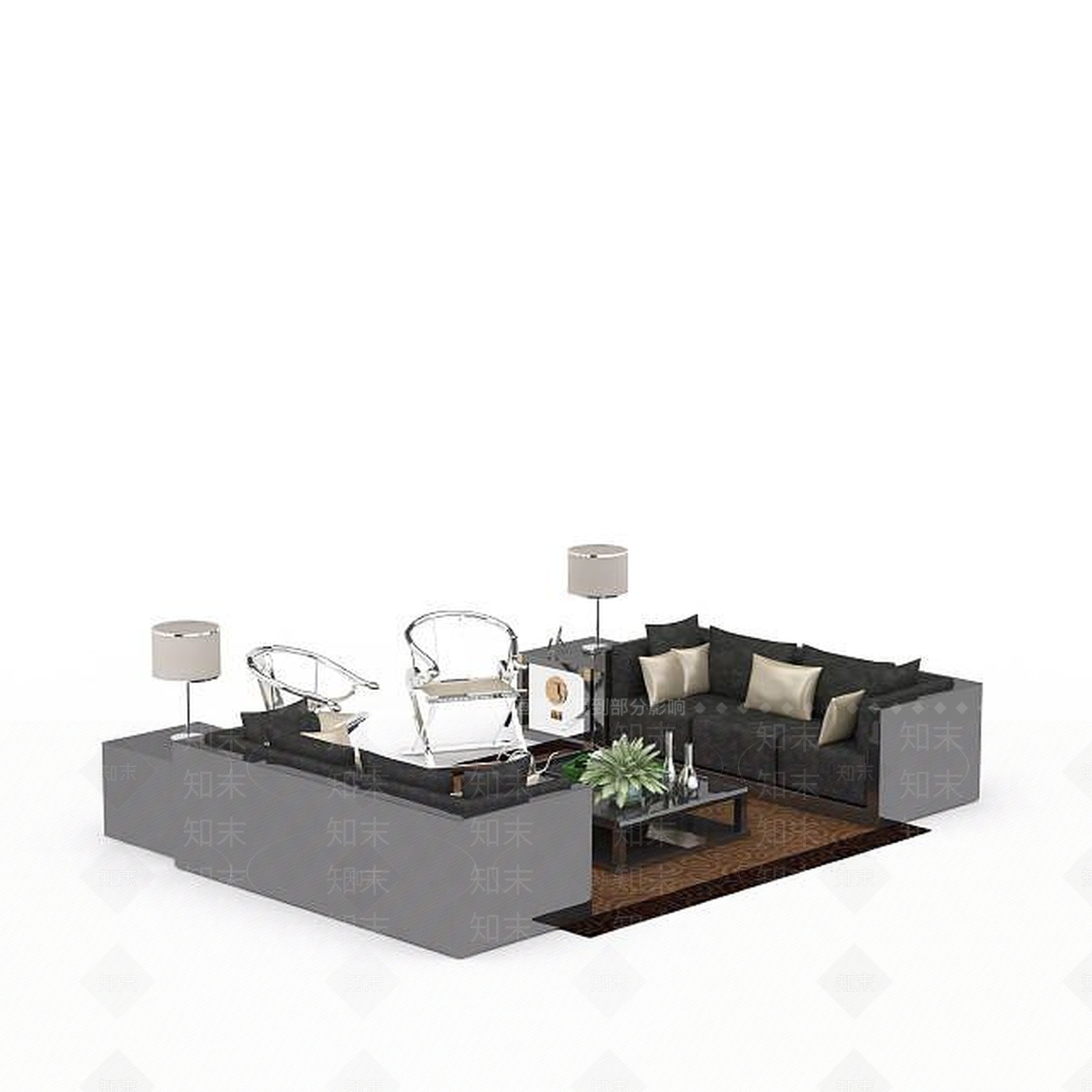 现代客厅休闲沙发3D模型下载【ID:1198073811】