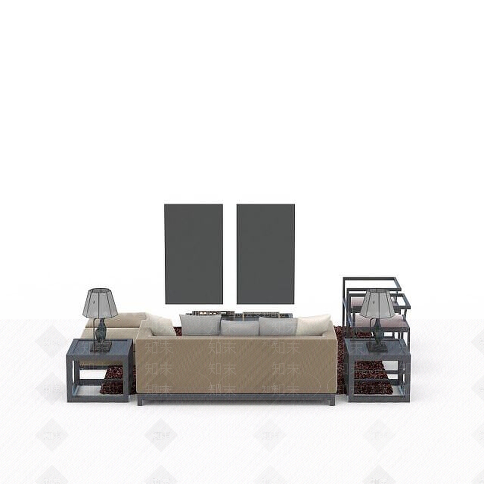 中式风格沙发组合3D模型下载【ID:1198073899】