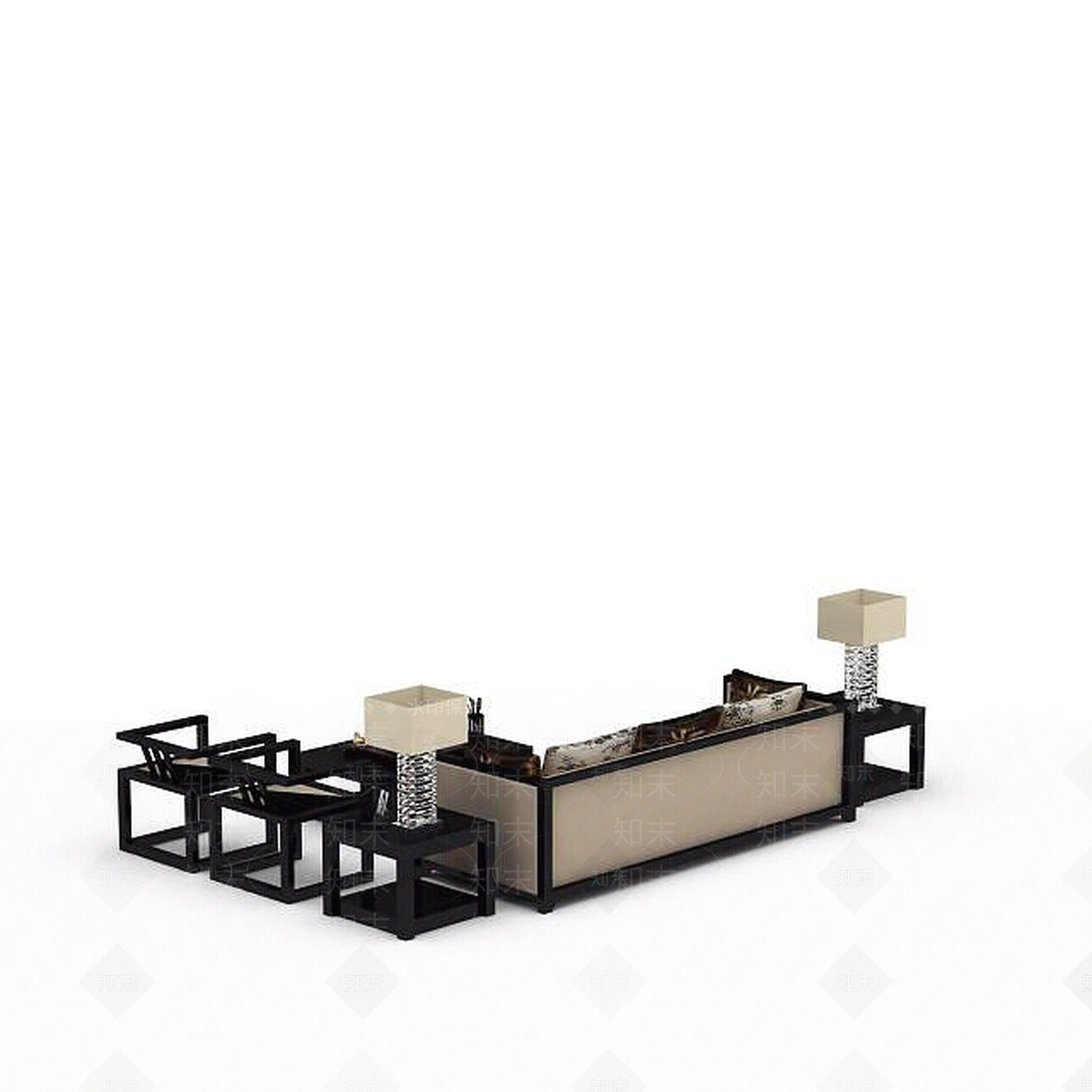 现代客厅休闲沙发3D模型下载【ID:1198074107】