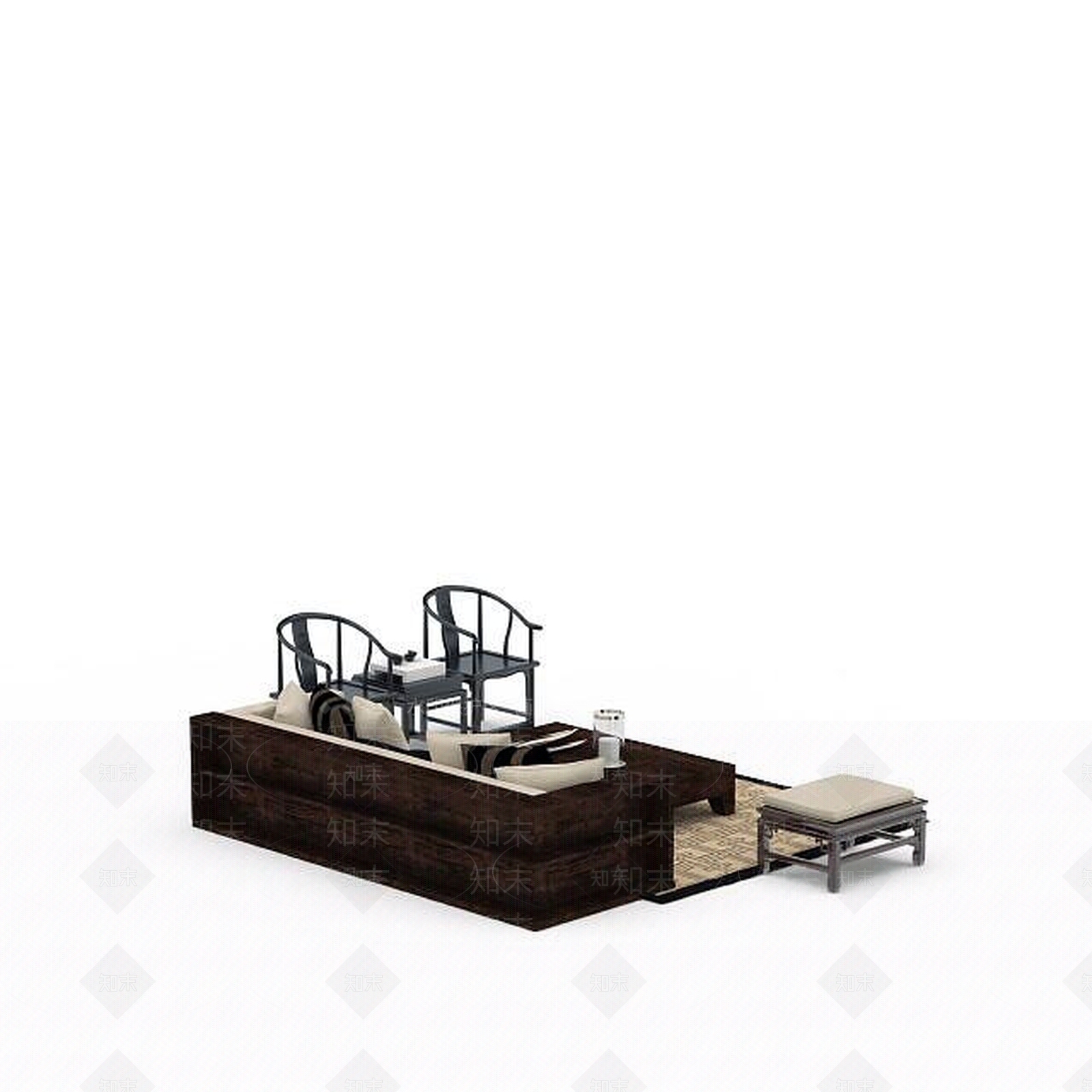 中式沙发3D模型下载【ID:1198074220】