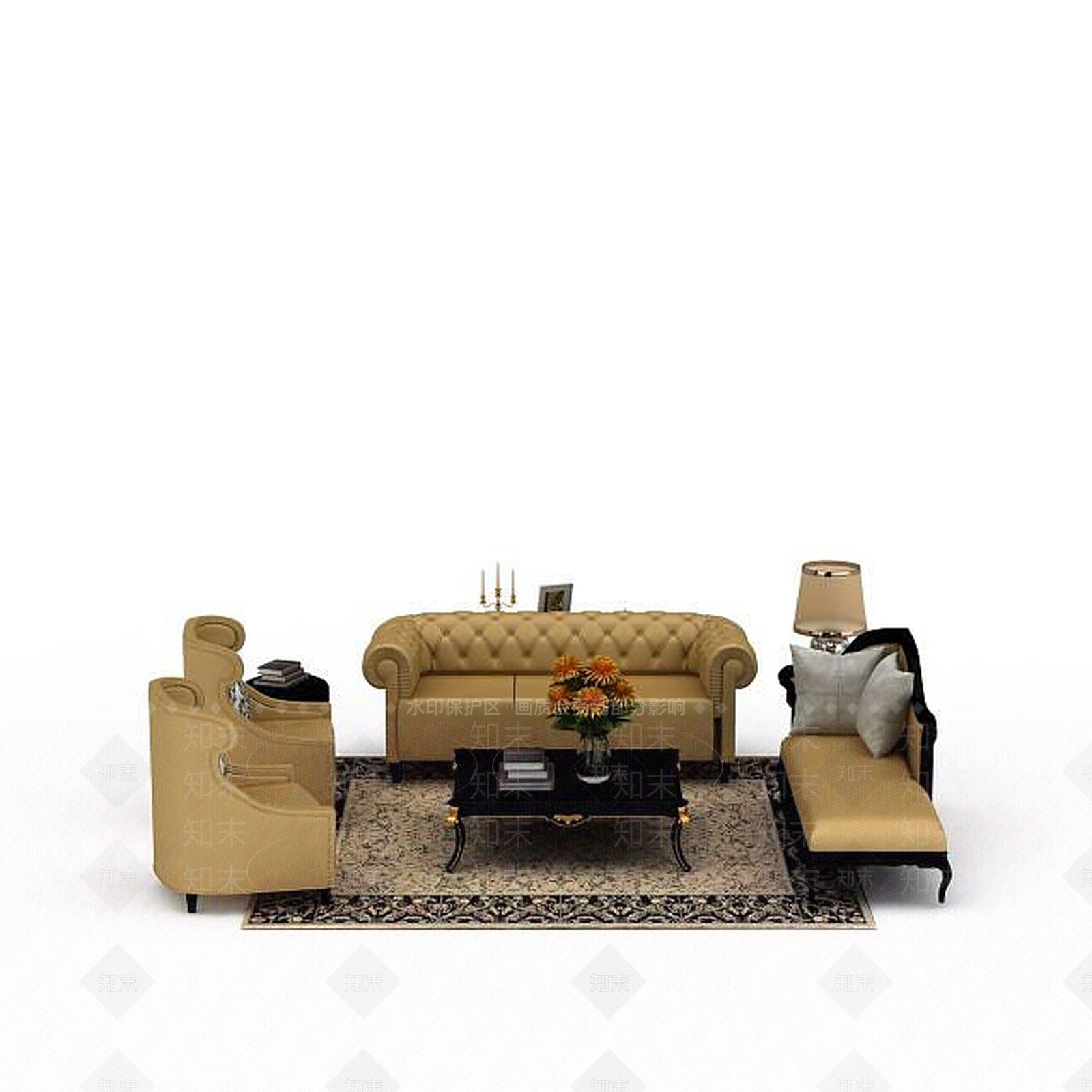 现代客厅休闲沙发3D模型下载【ID:1198074920】