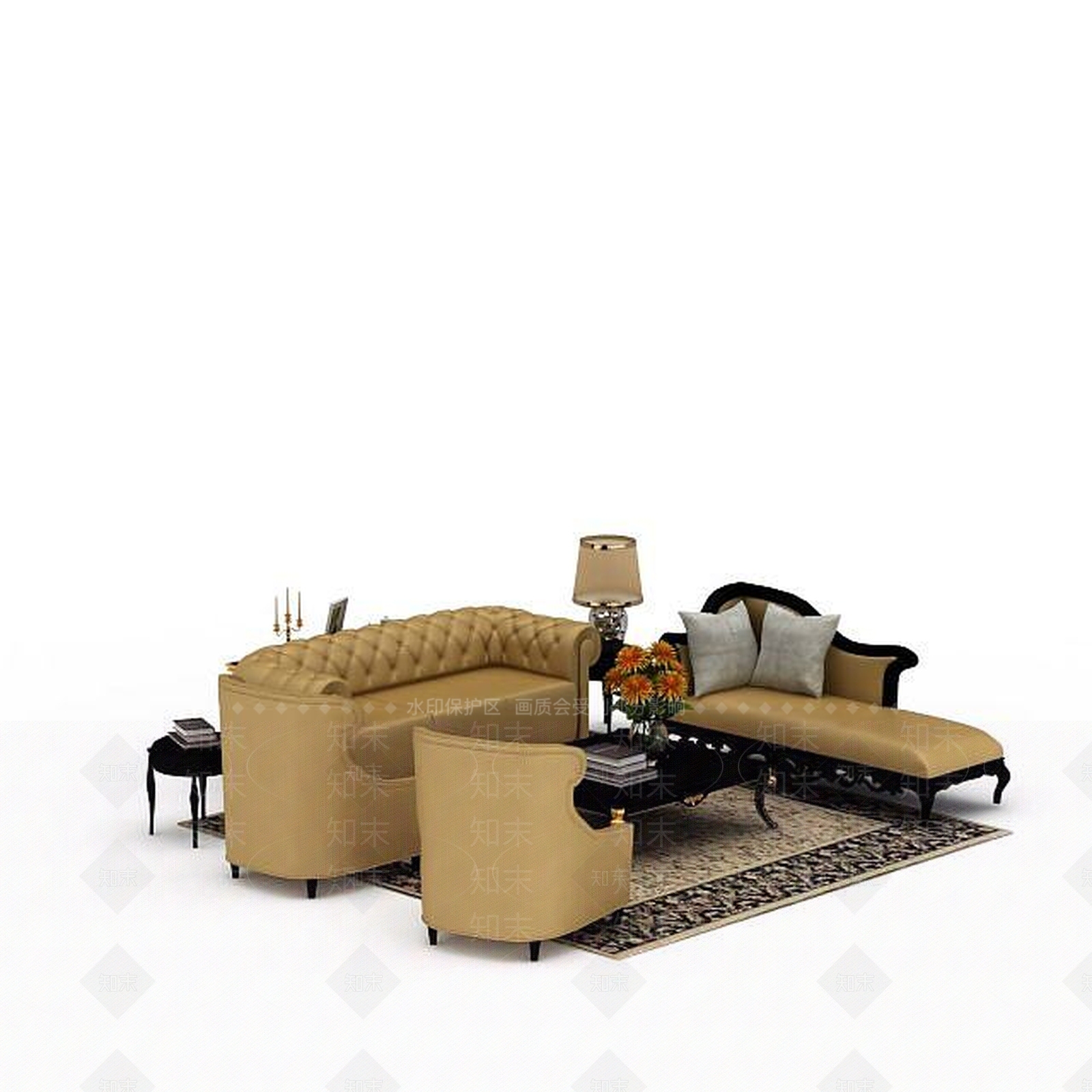 现代客厅休闲沙发3D模型下载【ID:1198074920】