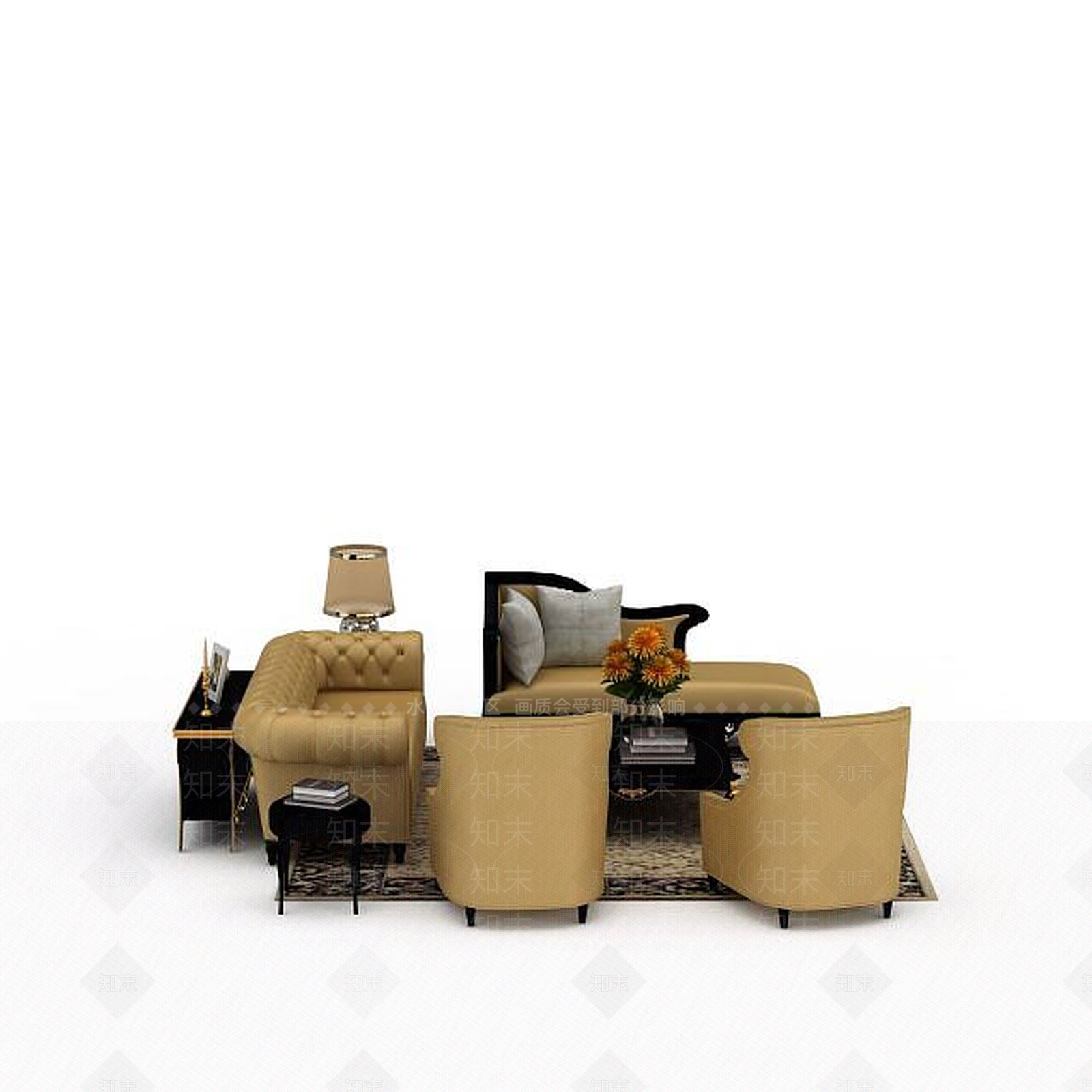 现代客厅休闲沙发3D模型下载【ID:1198074920】