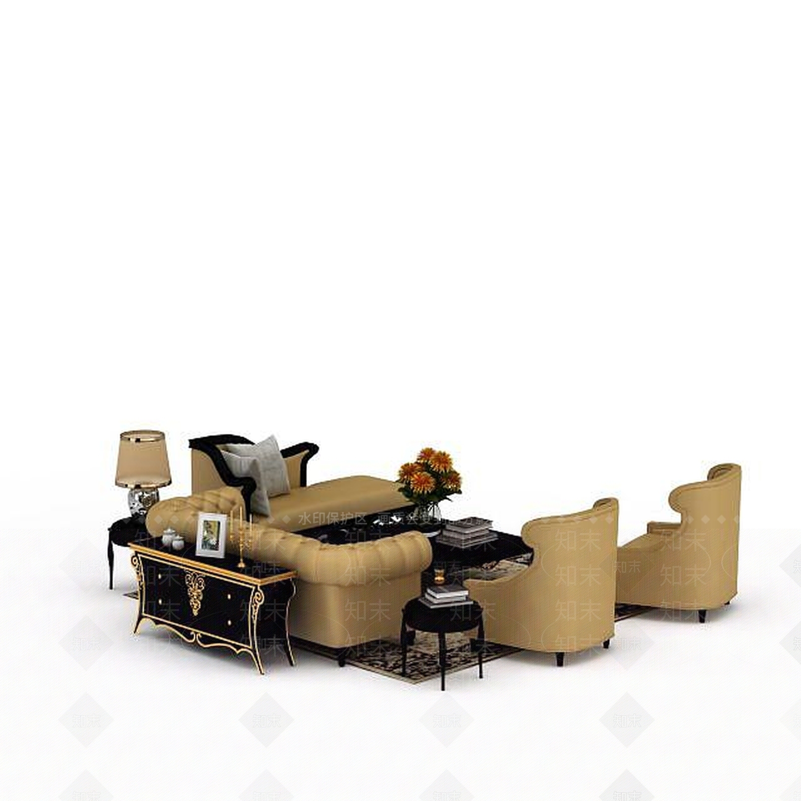 现代客厅休闲沙发3D模型下载【ID:1198074920】