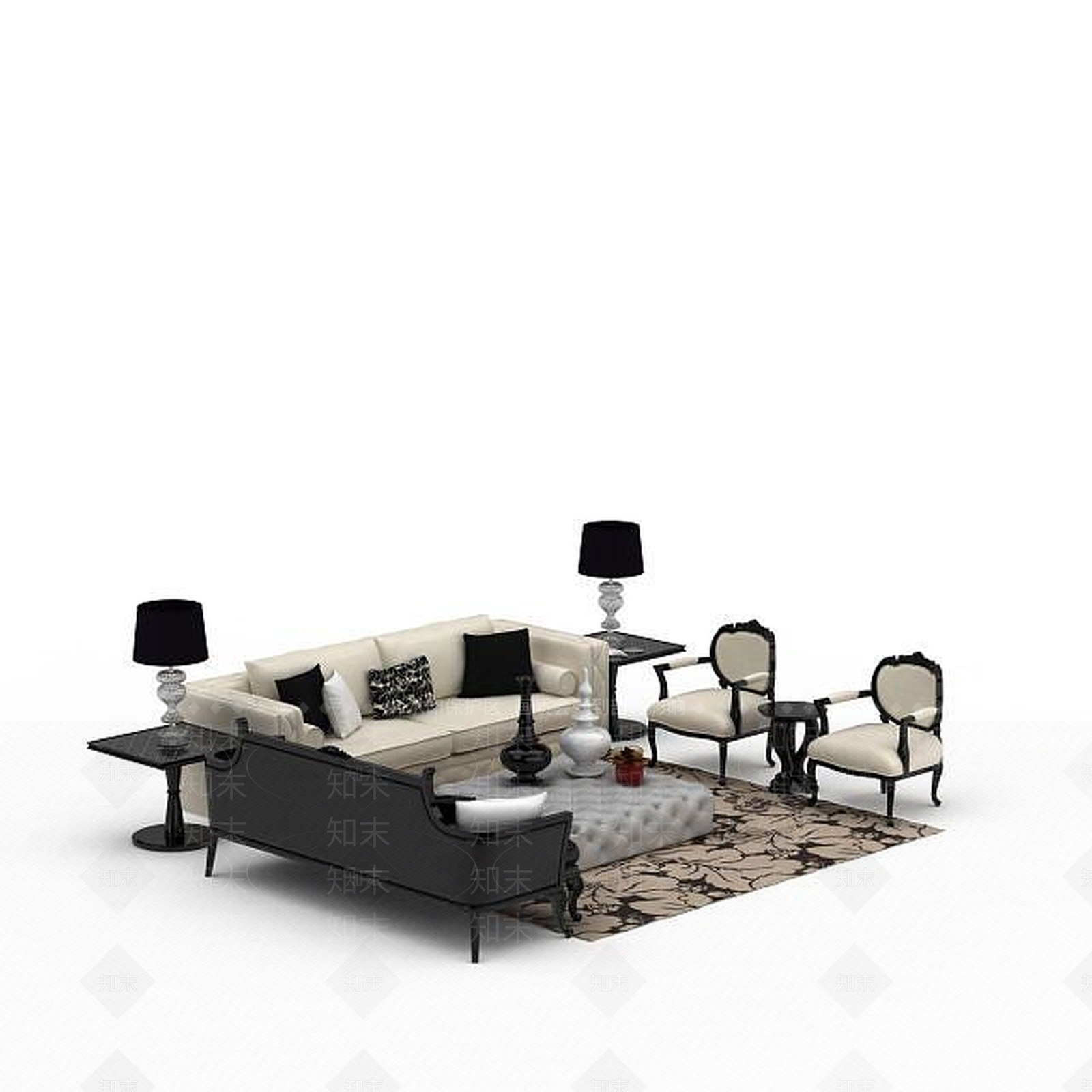 现代简约风格沙发3D模型下载【ID:1198075049】