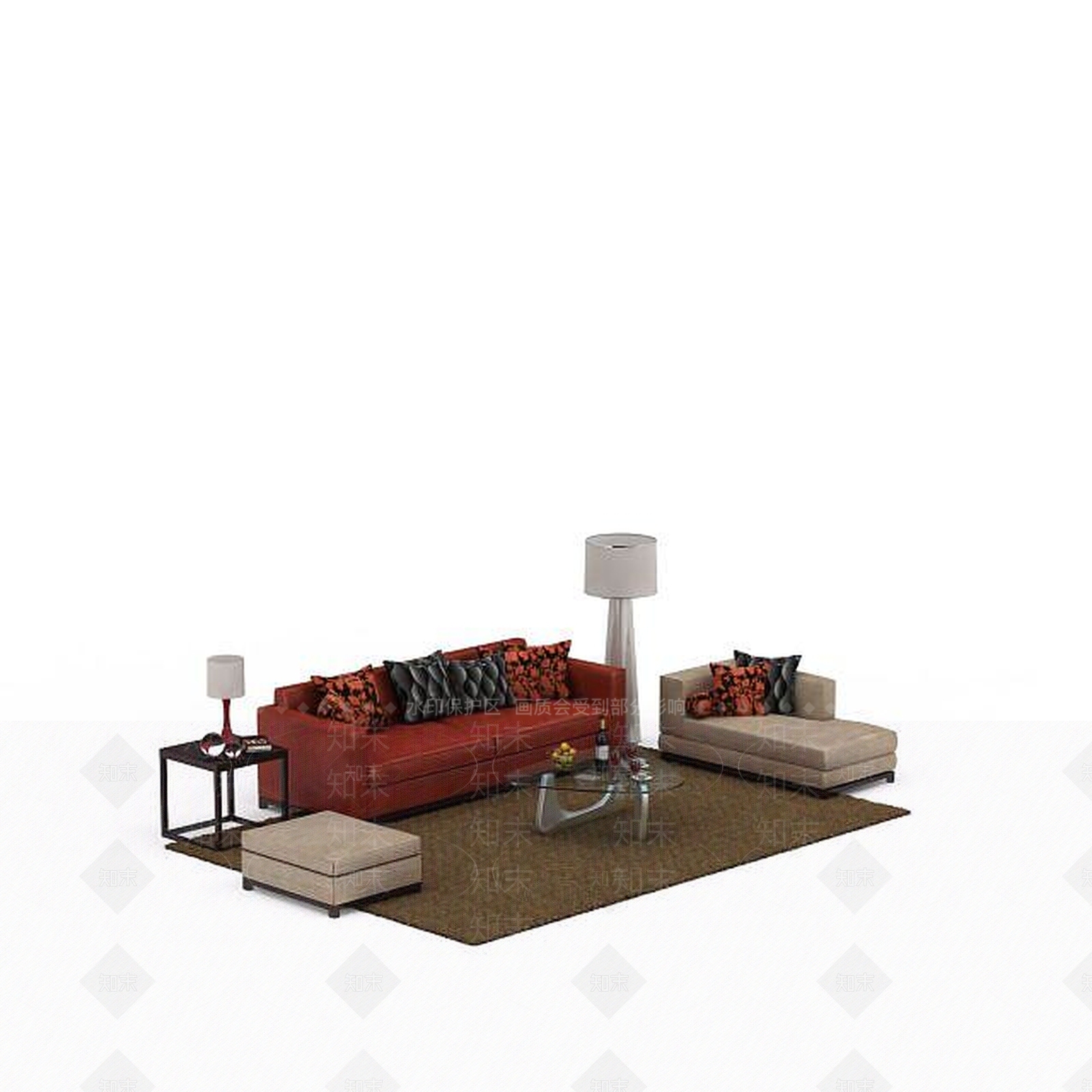 现代休闲沙发组合3D模型下载【ID:1198075460】