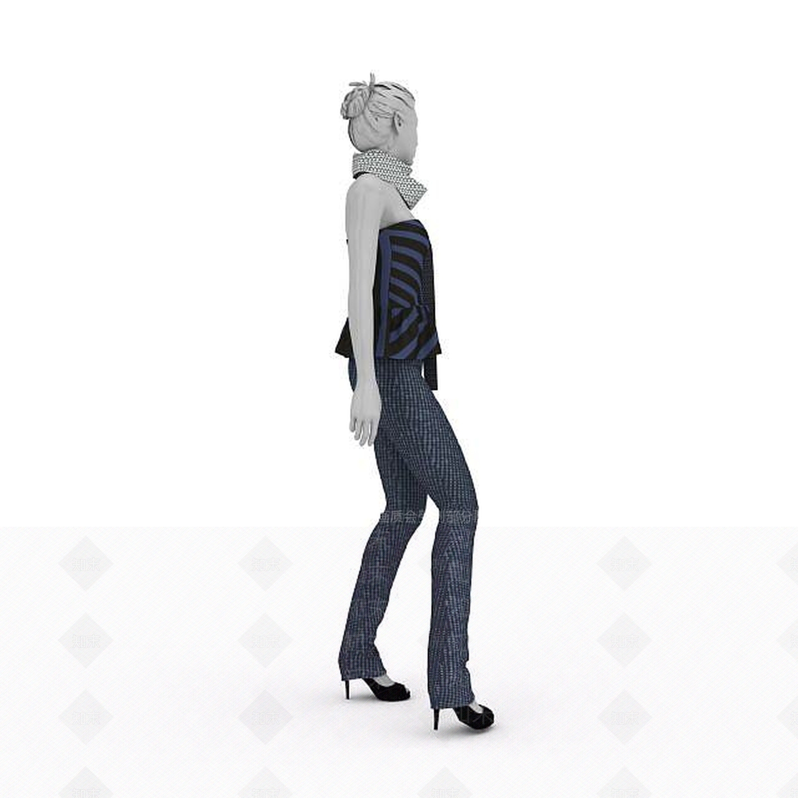 现代时尚女装模特3D模型下载【ID:1198075659】
