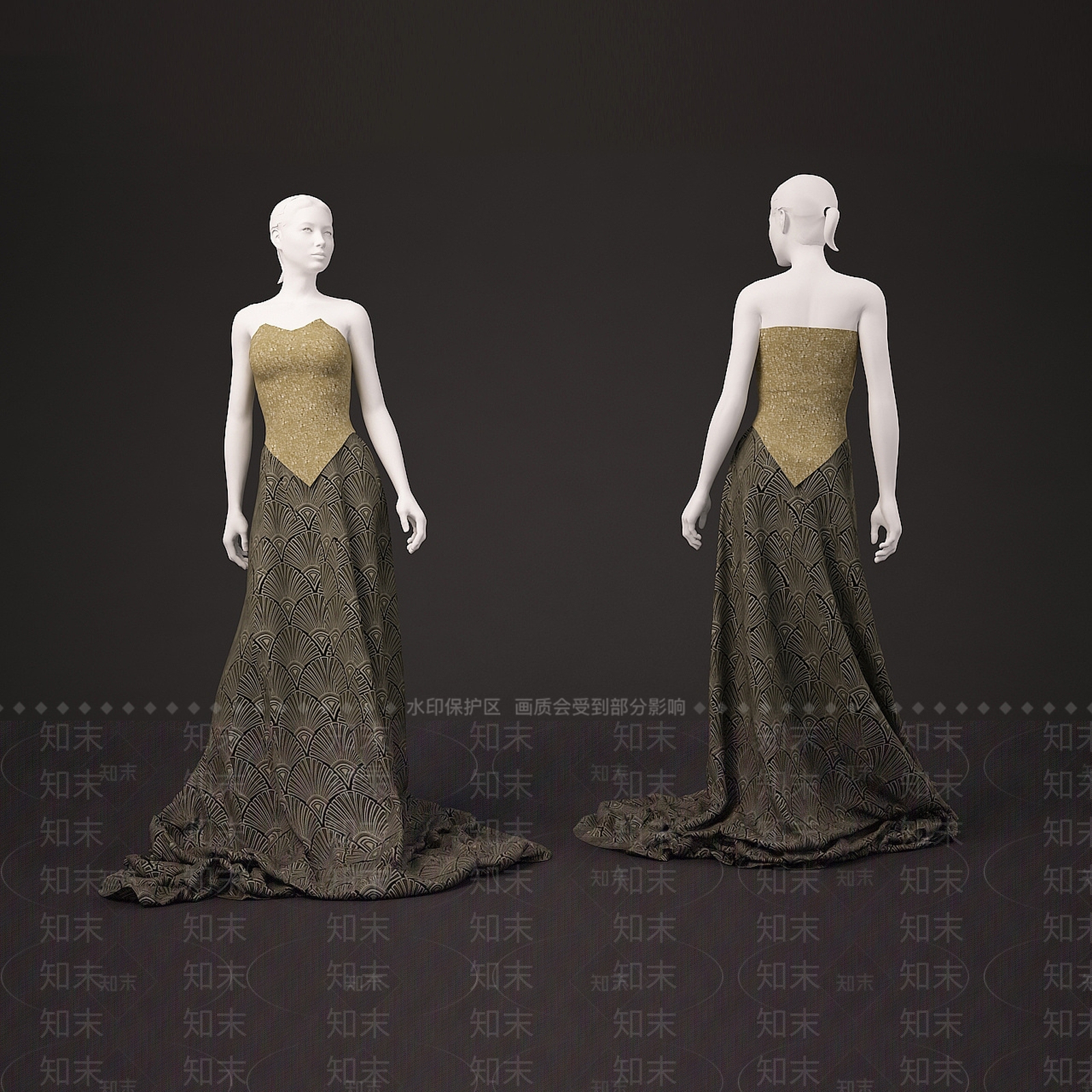 现代时尚女装展览模特3D模型下载【ID:1198075733】