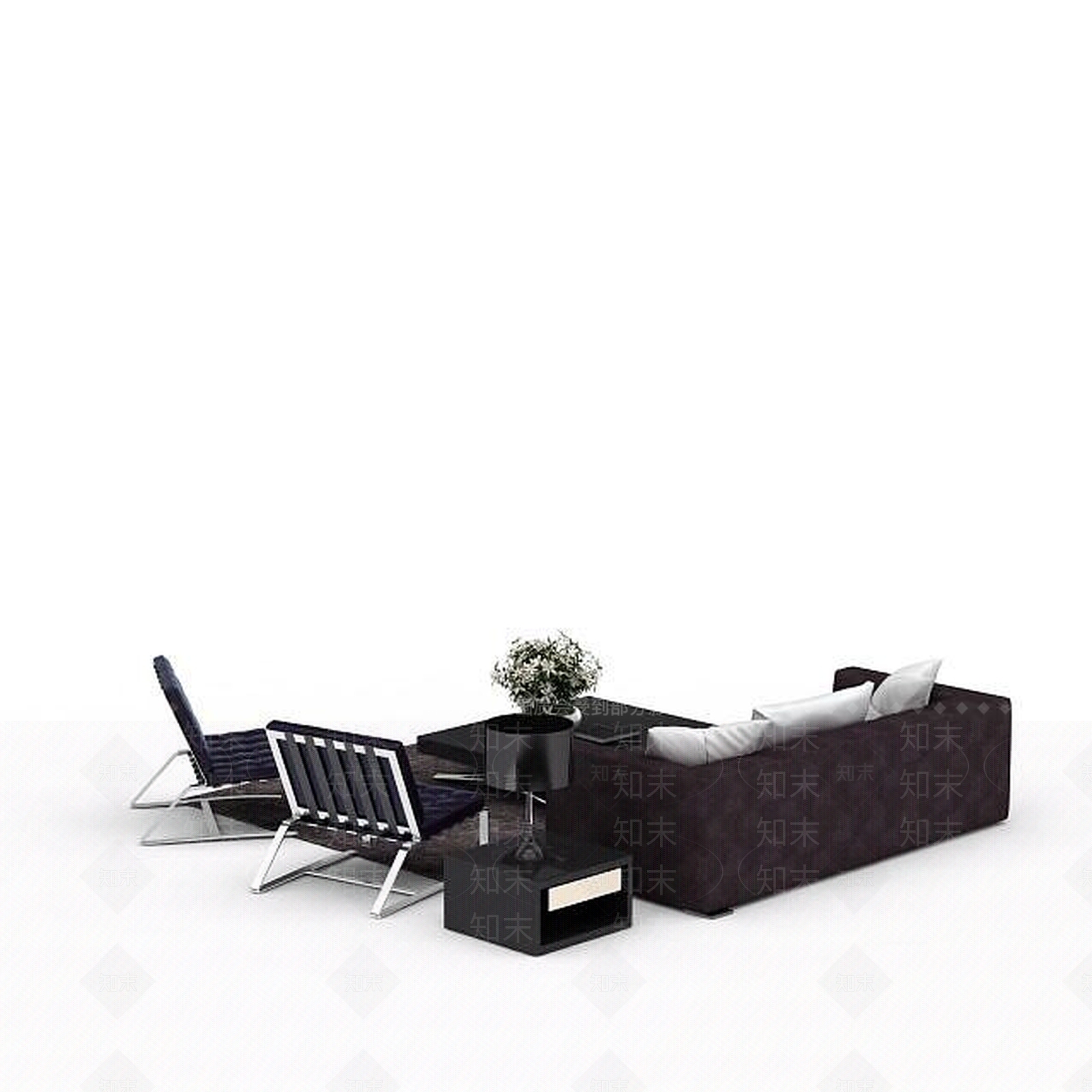 现代风格沙发茶几组合3D模型下载【ID:1198075907】