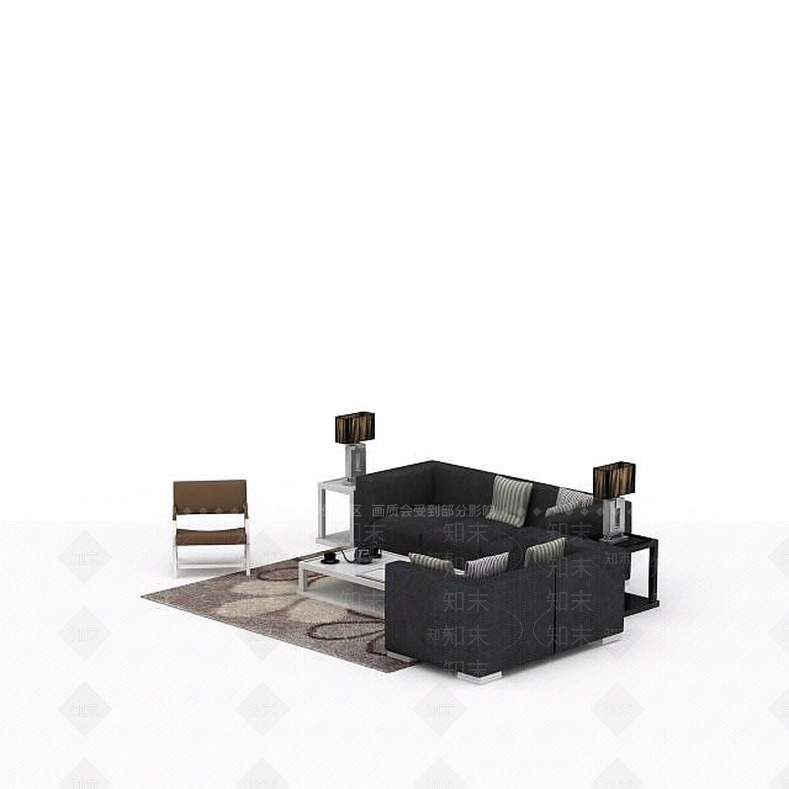 现代风格沙发组合3D模型下载【ID:1198076513】