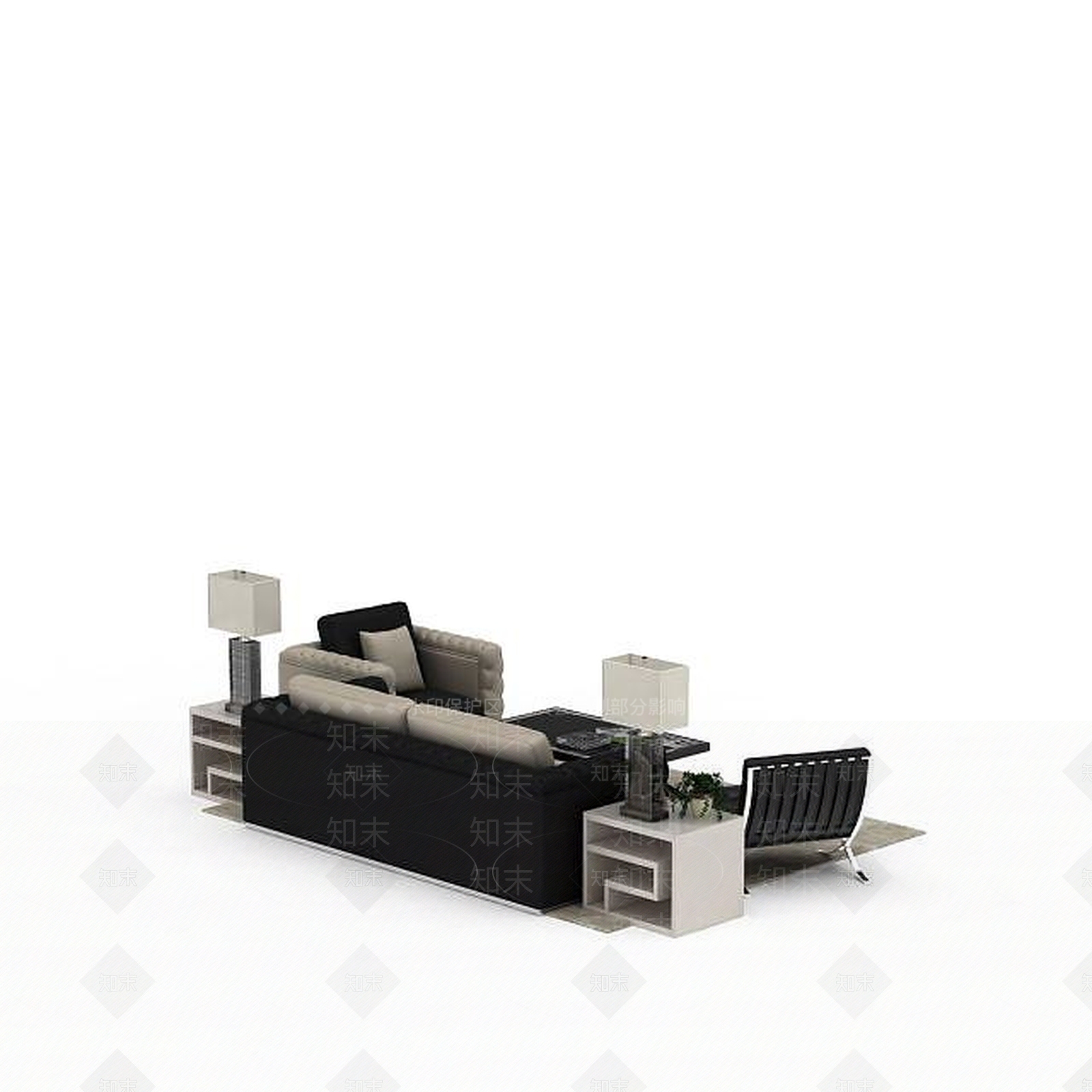 现代简约风格沙发组合3D模型下载【ID:1198076599】