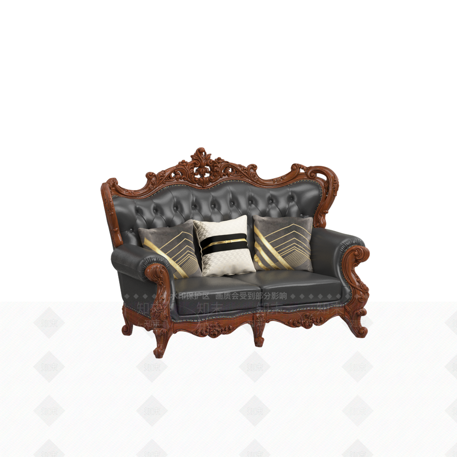 欧式复古双人沙发3D模型下载【ID:1198078138】