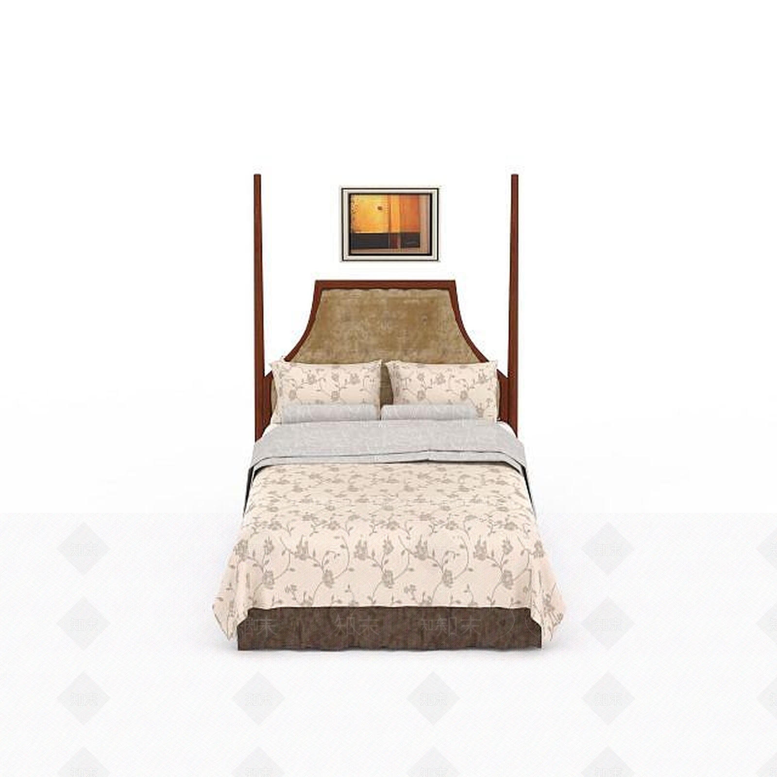 现代简约单人床3D模型下载【ID:1198078795】