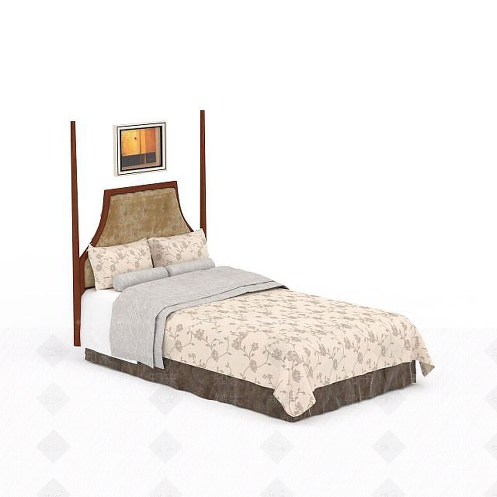 现代简约单人床3D模型下载【ID:1198078795】