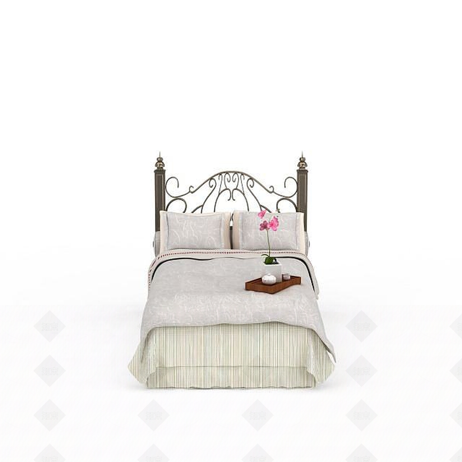 简欧风格单人床3D模型下载【ID:1198079045】