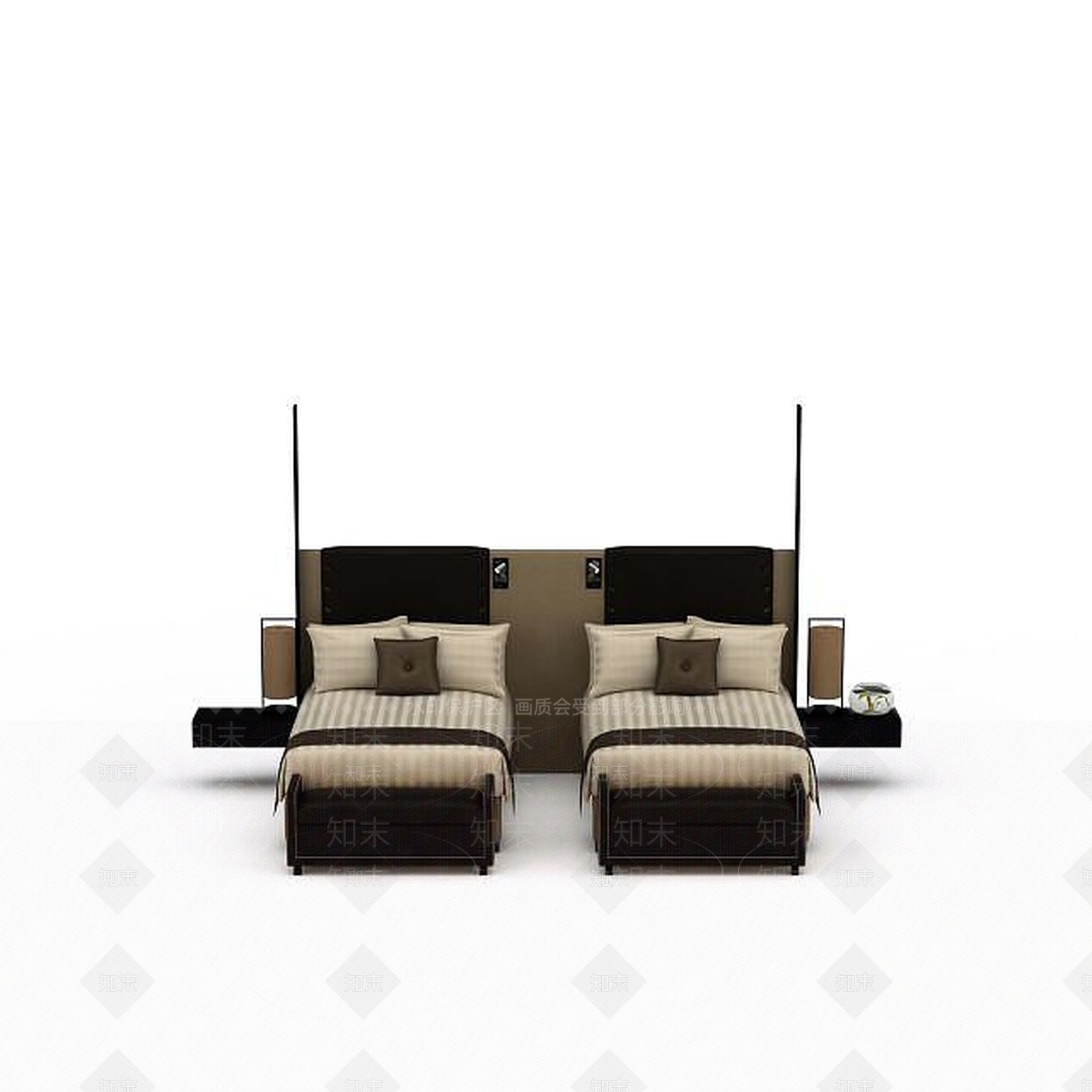 现代简约风格单人床3D模型下载【ID:1198079216】