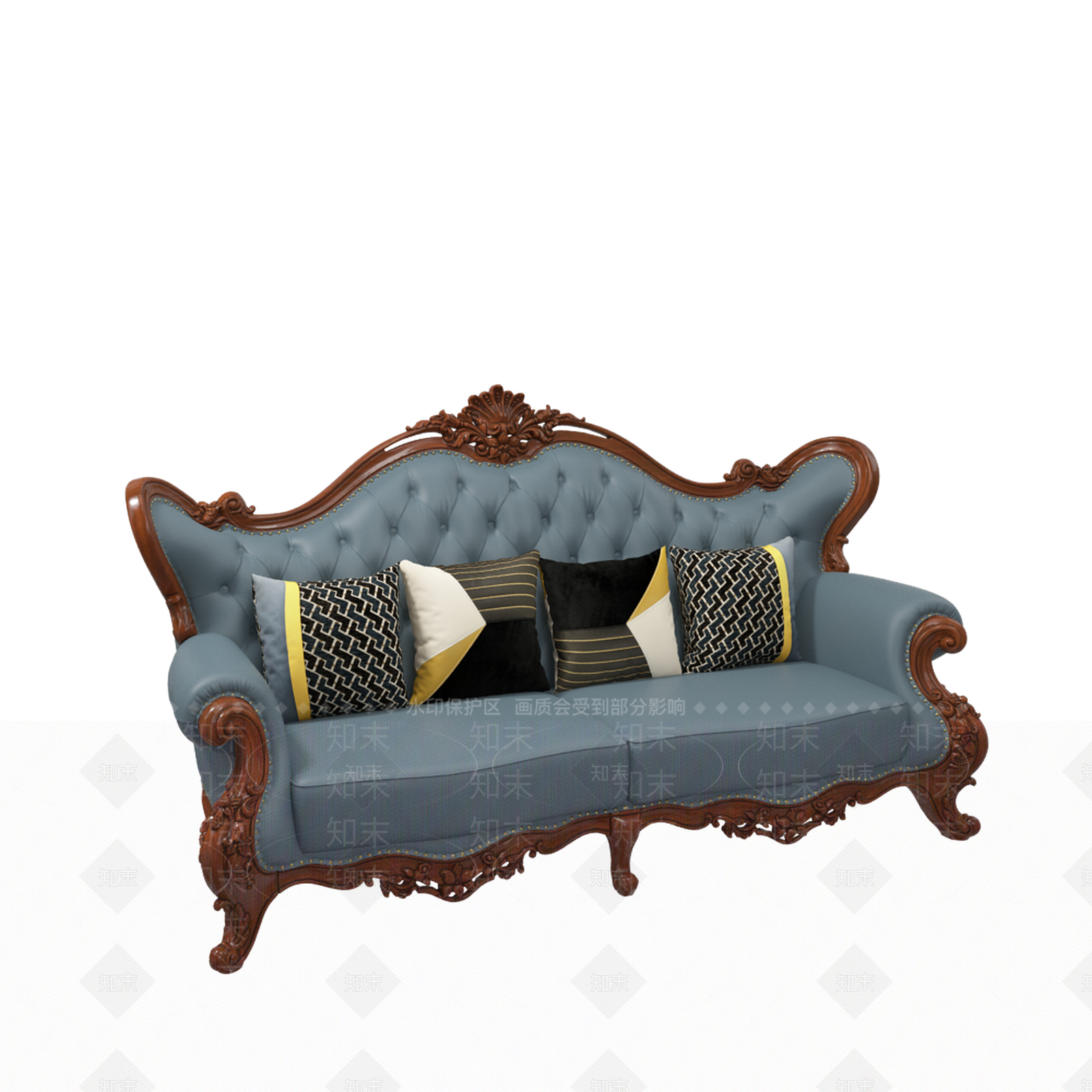 欧式复古三人沙发3D模型下载【ID:1198079429】