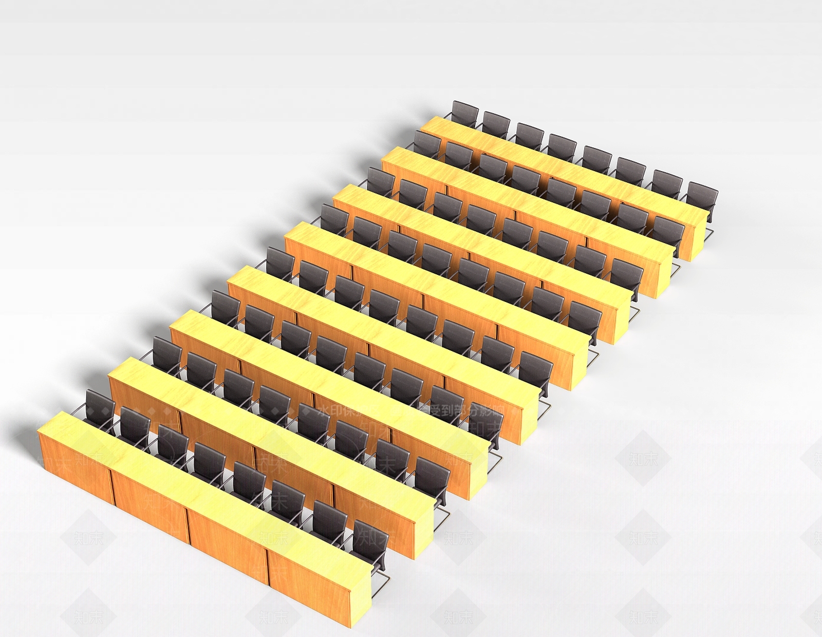 现代会议桌椅组合3D模型下载【ID:1198080235】