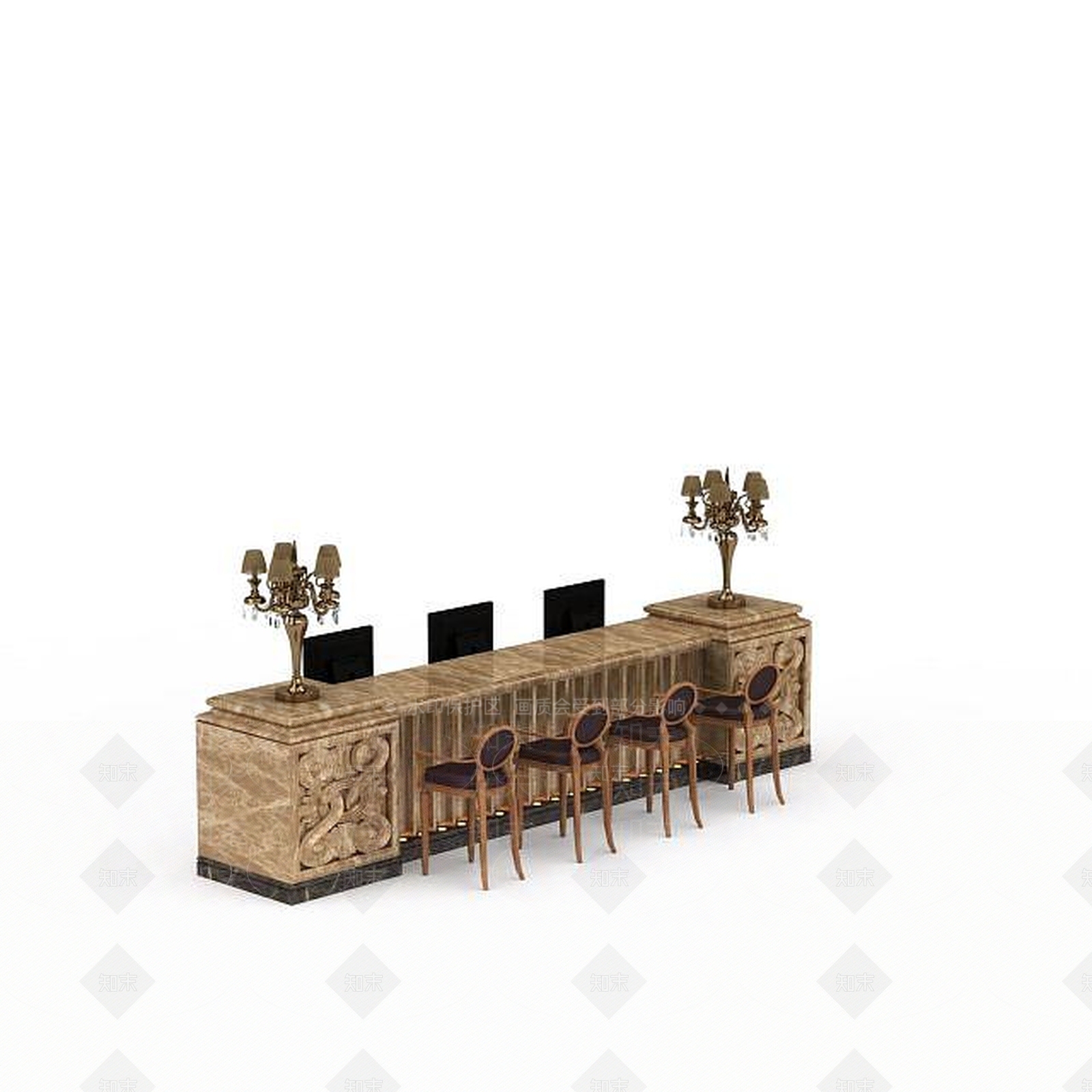 现代办理业务接待台3D模型下载【ID:1198080684】