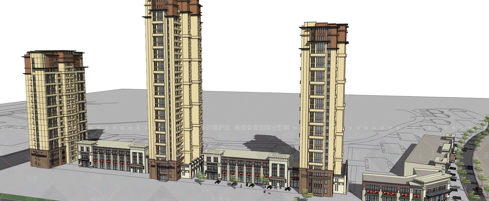 欧式商业街SU模型下载【ID:1198081511】