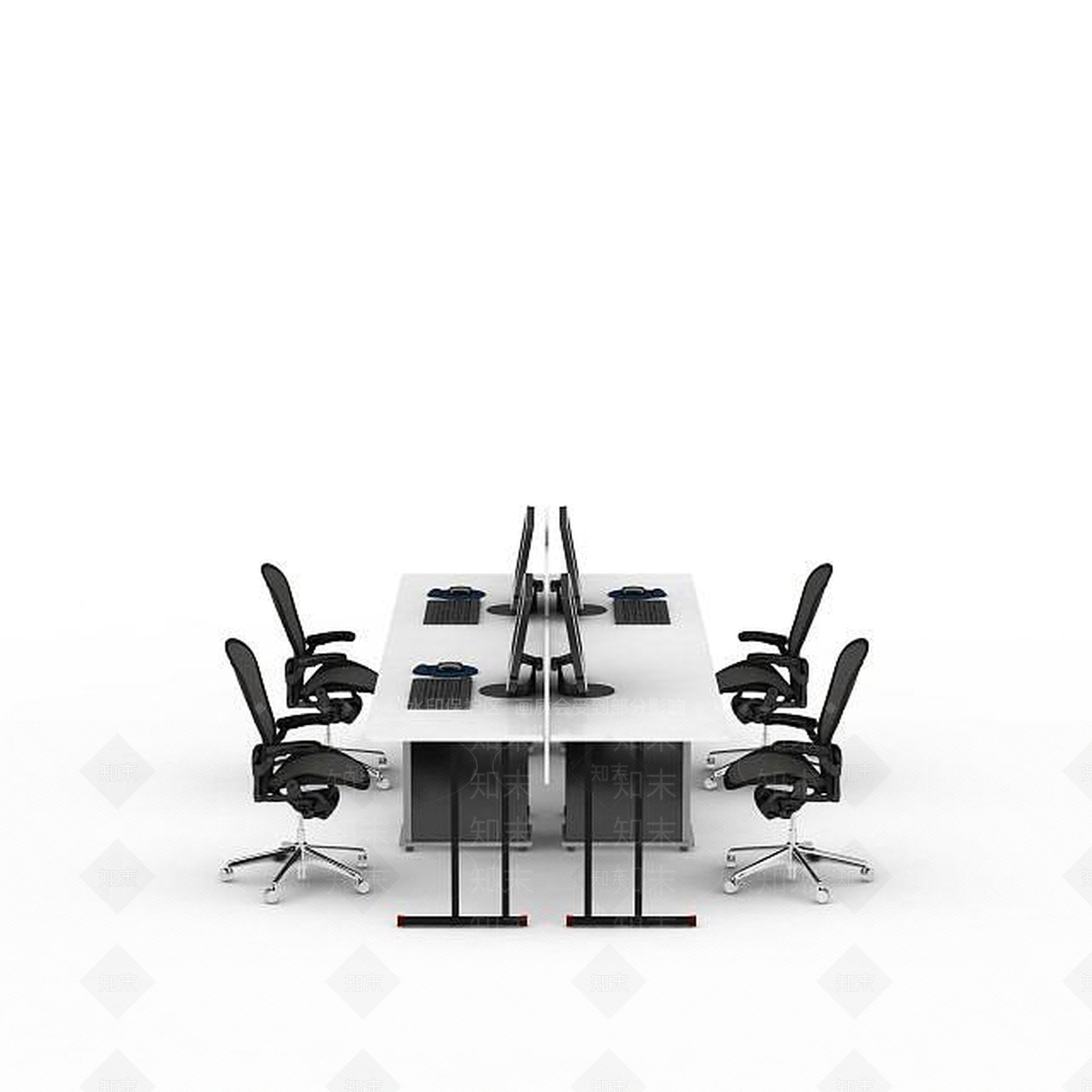 现代办公室电脑桌椅组合3D模型下载【ID:1198081109】