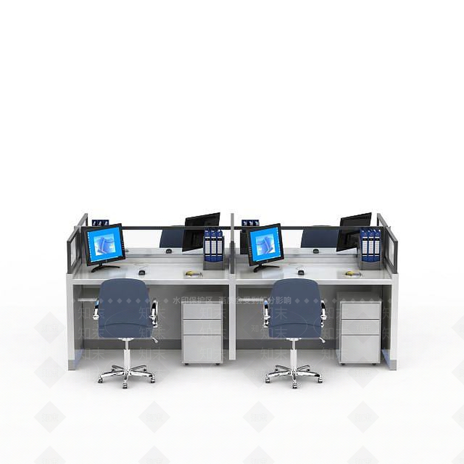 现代简易办公桌椅组合3D模型下载【ID:1198081381】