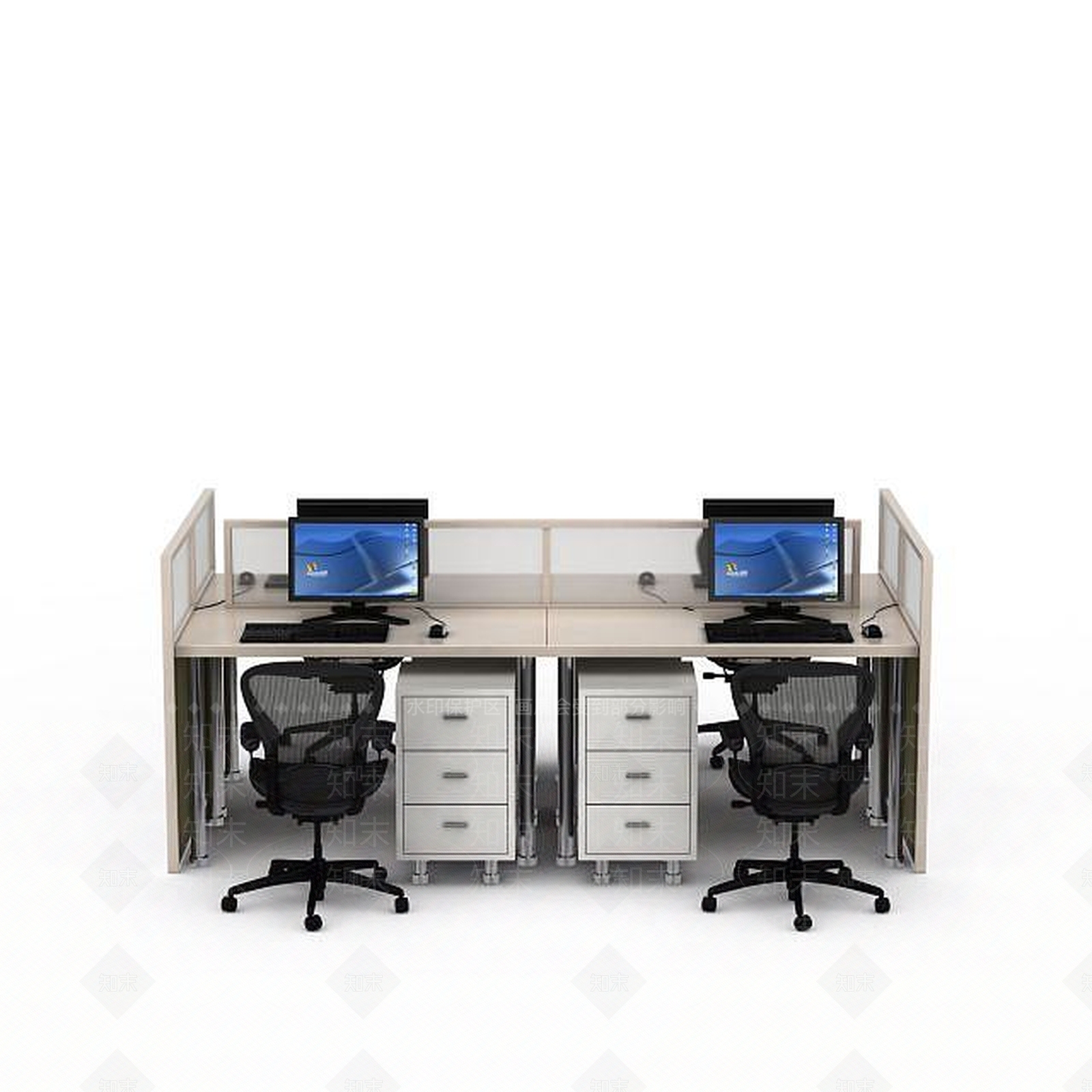 现代办公卡位3D模型下载【ID:1198081598】