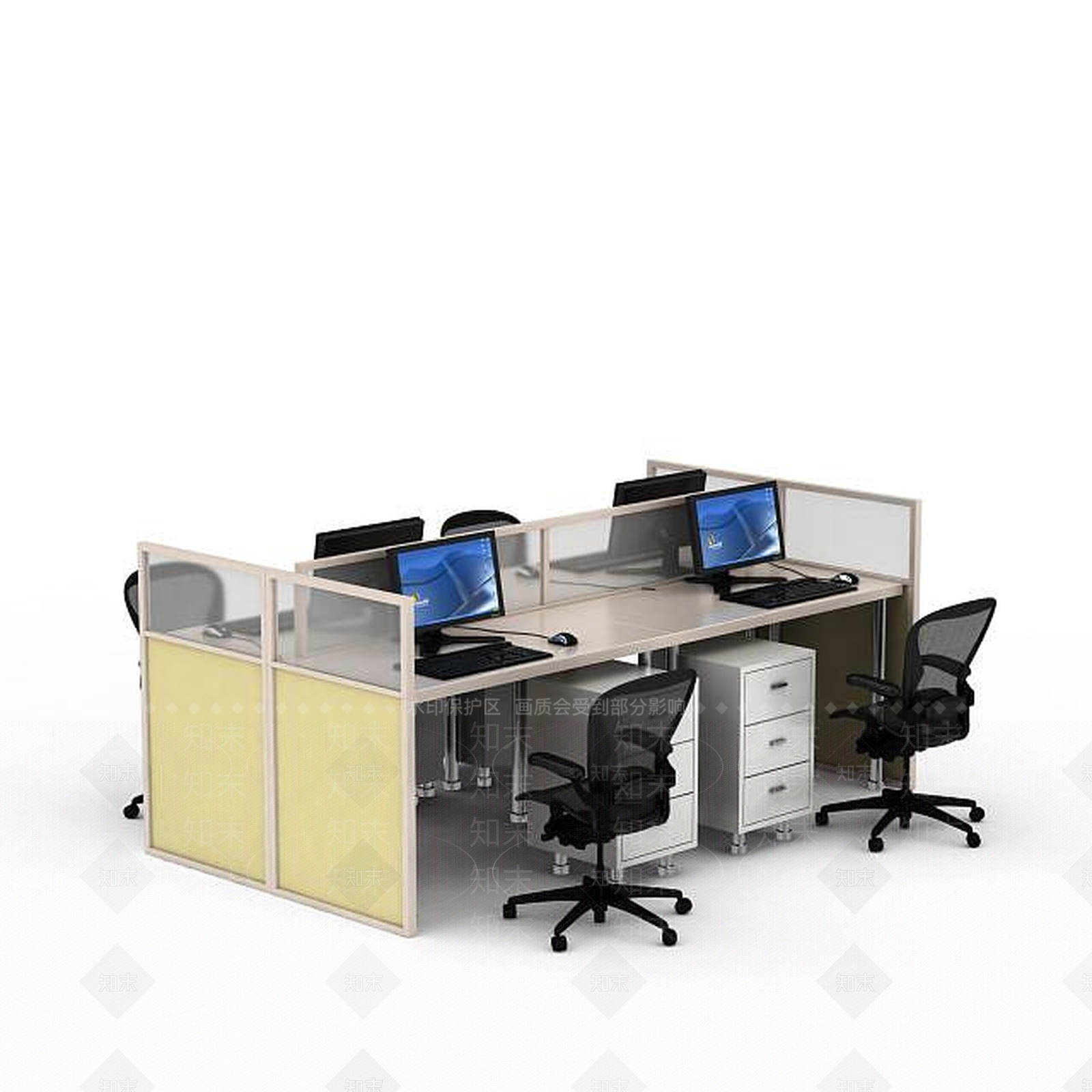 现代办公卡位3D模型下载【ID:1198081598】