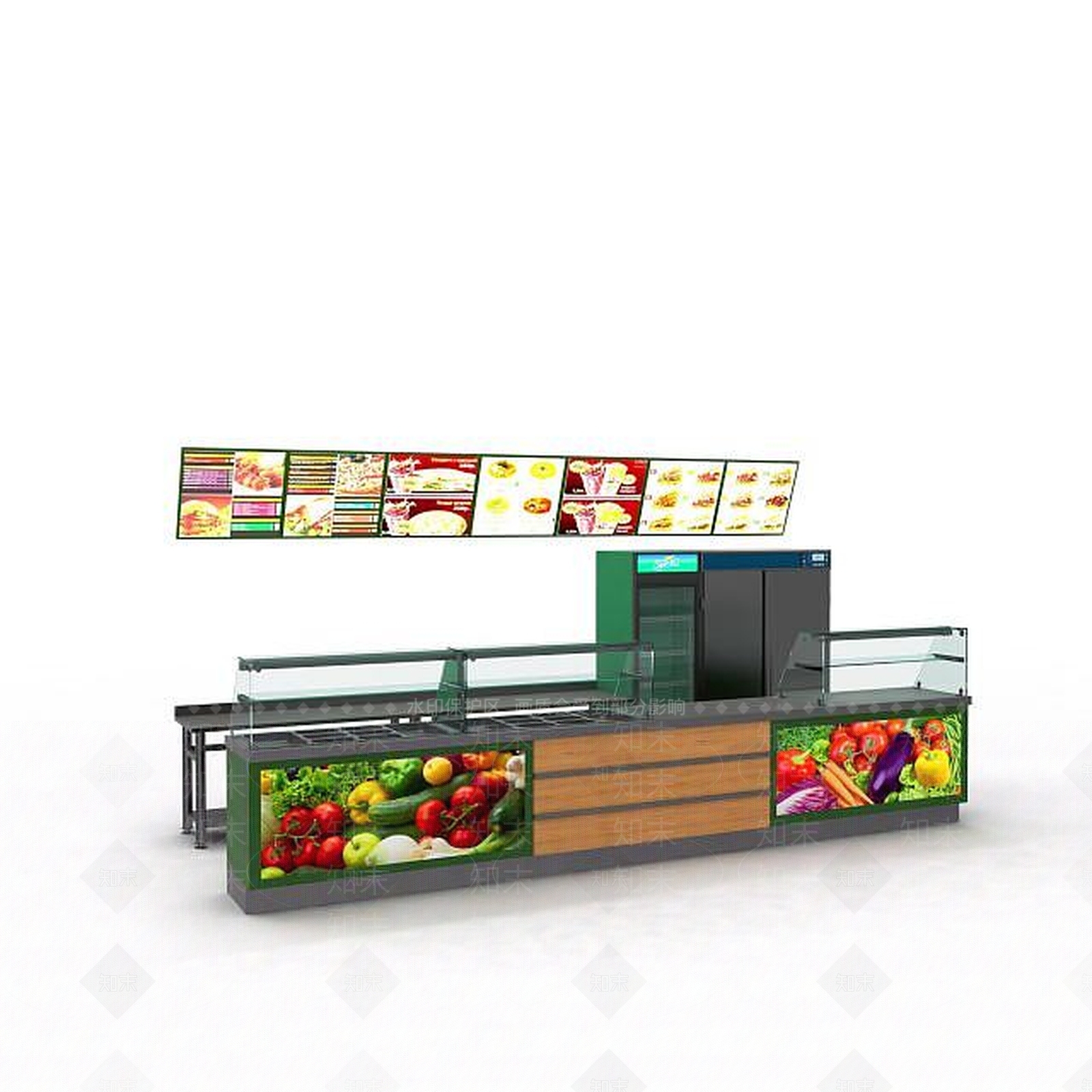 现代快餐店柜台3D模型下载【ID:1198081783】